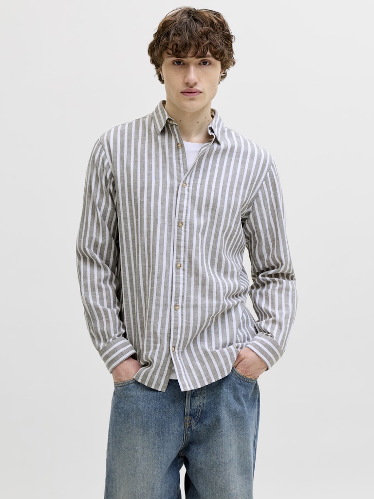 Jack & Jones Herren Hemden lang Vetiver/Stripes