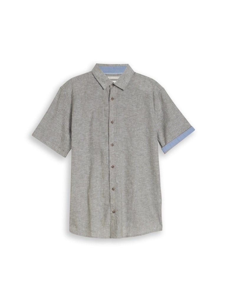 Tom Tailor Herren Hemden kurz Faded Leaf Gree