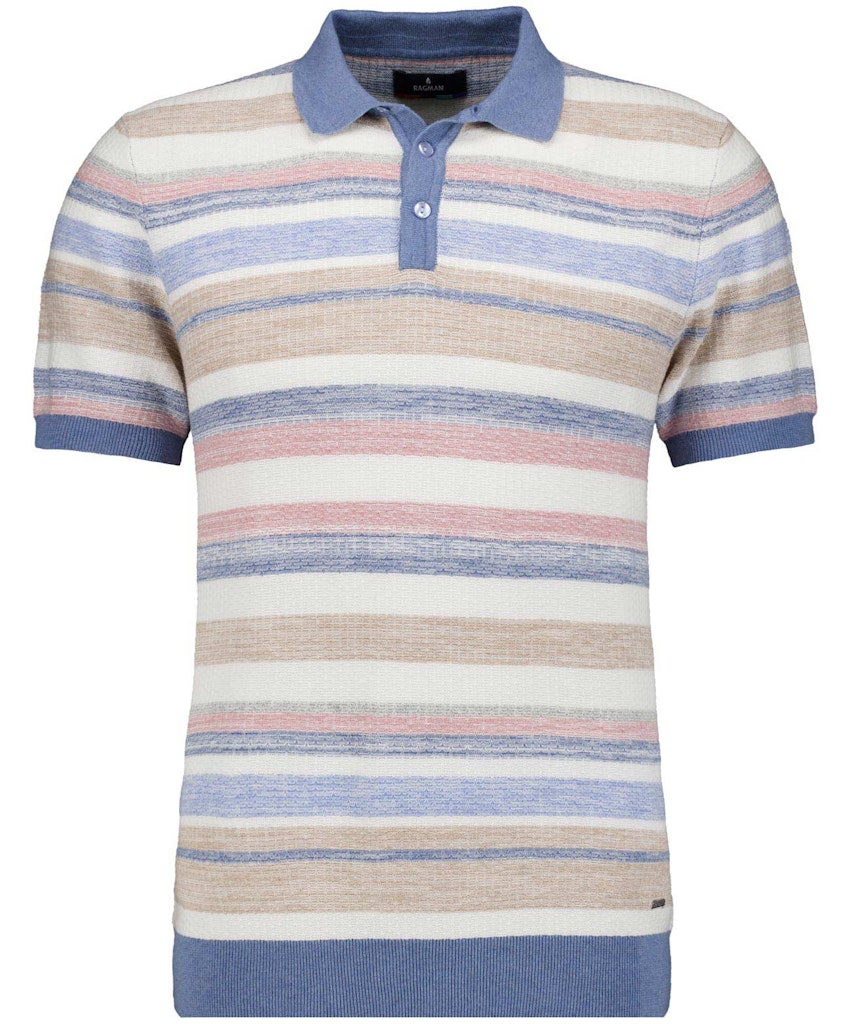 Ragman Herren Polo-Shirts Blau Gest