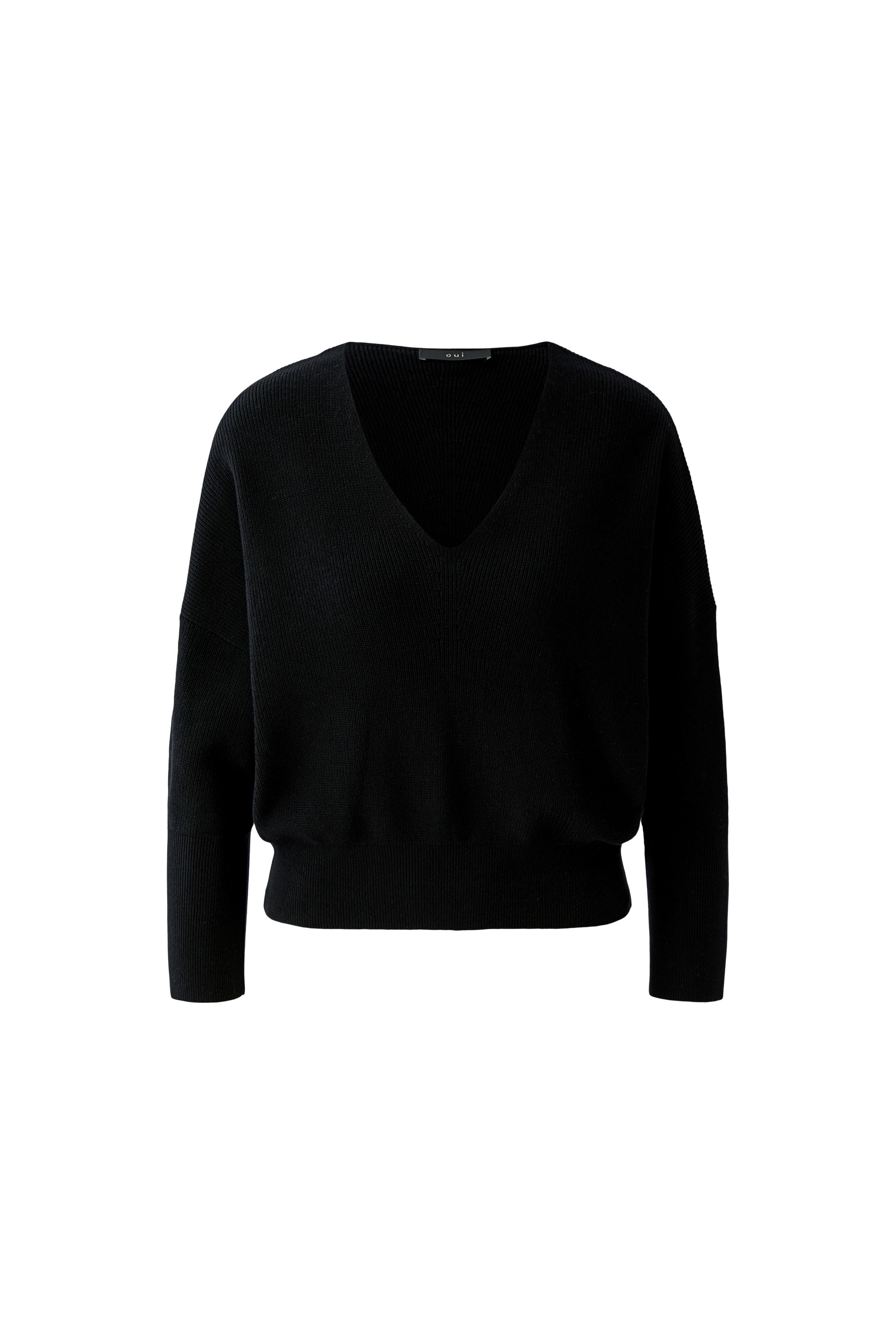 Oui Damen Pullover Black