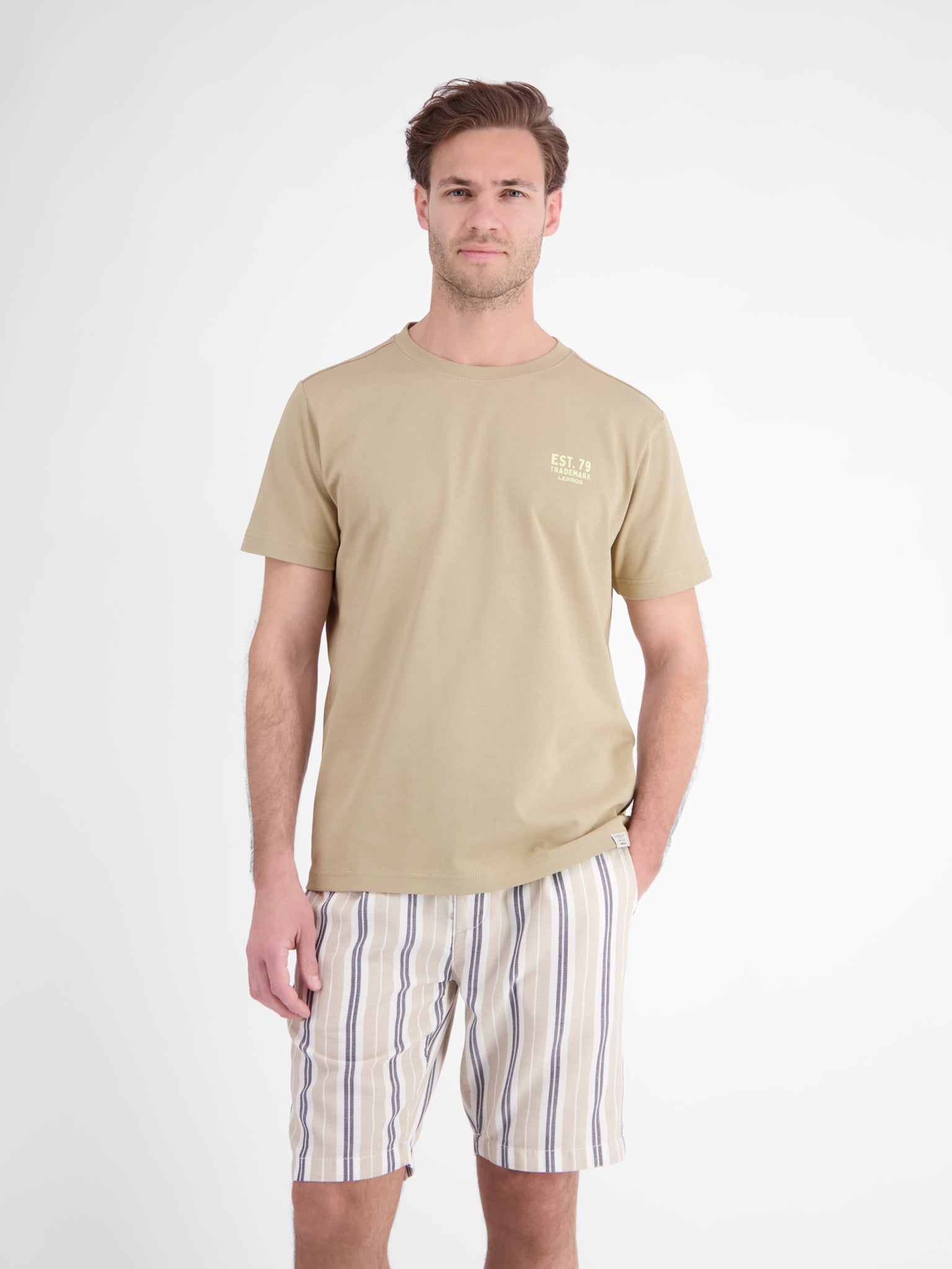 Lerros Herren T-Shirts kurz Gravel Beige