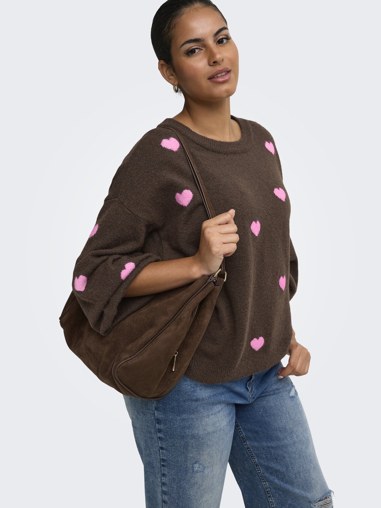 Only Caramkoma Damen Pullover Coffee Bean/Hea