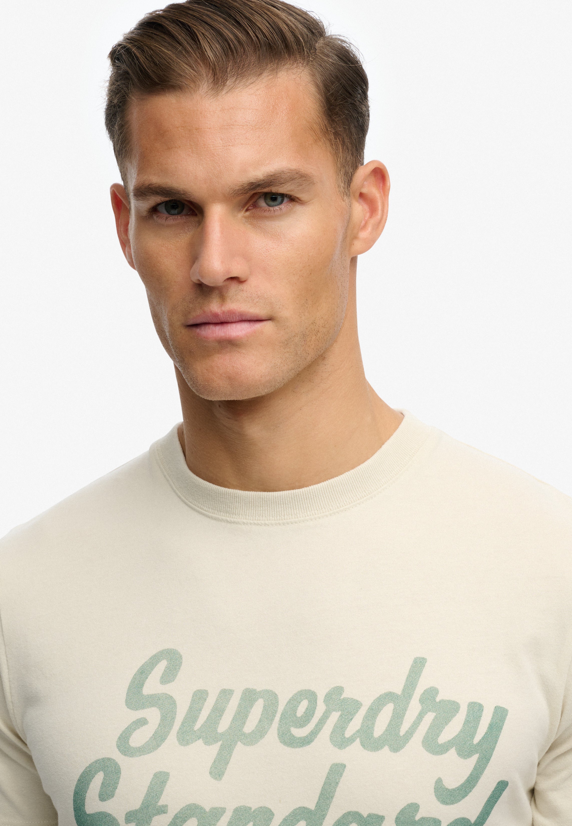 Superdry Men Herren T-Shirts kurz Lg Oatmeal Bei