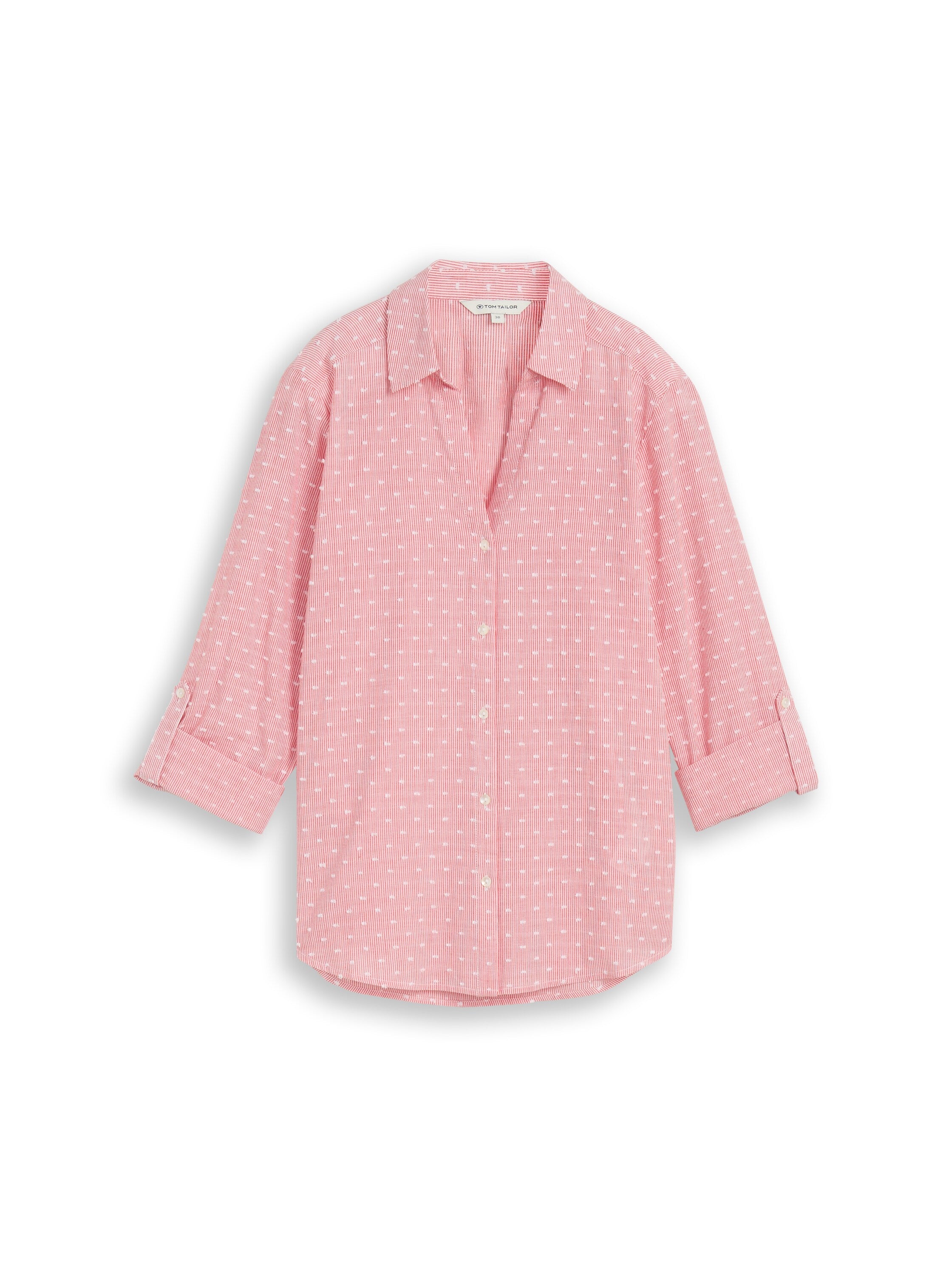 Tom Tailor Damen Blusen kurz Red Dobby Strip
