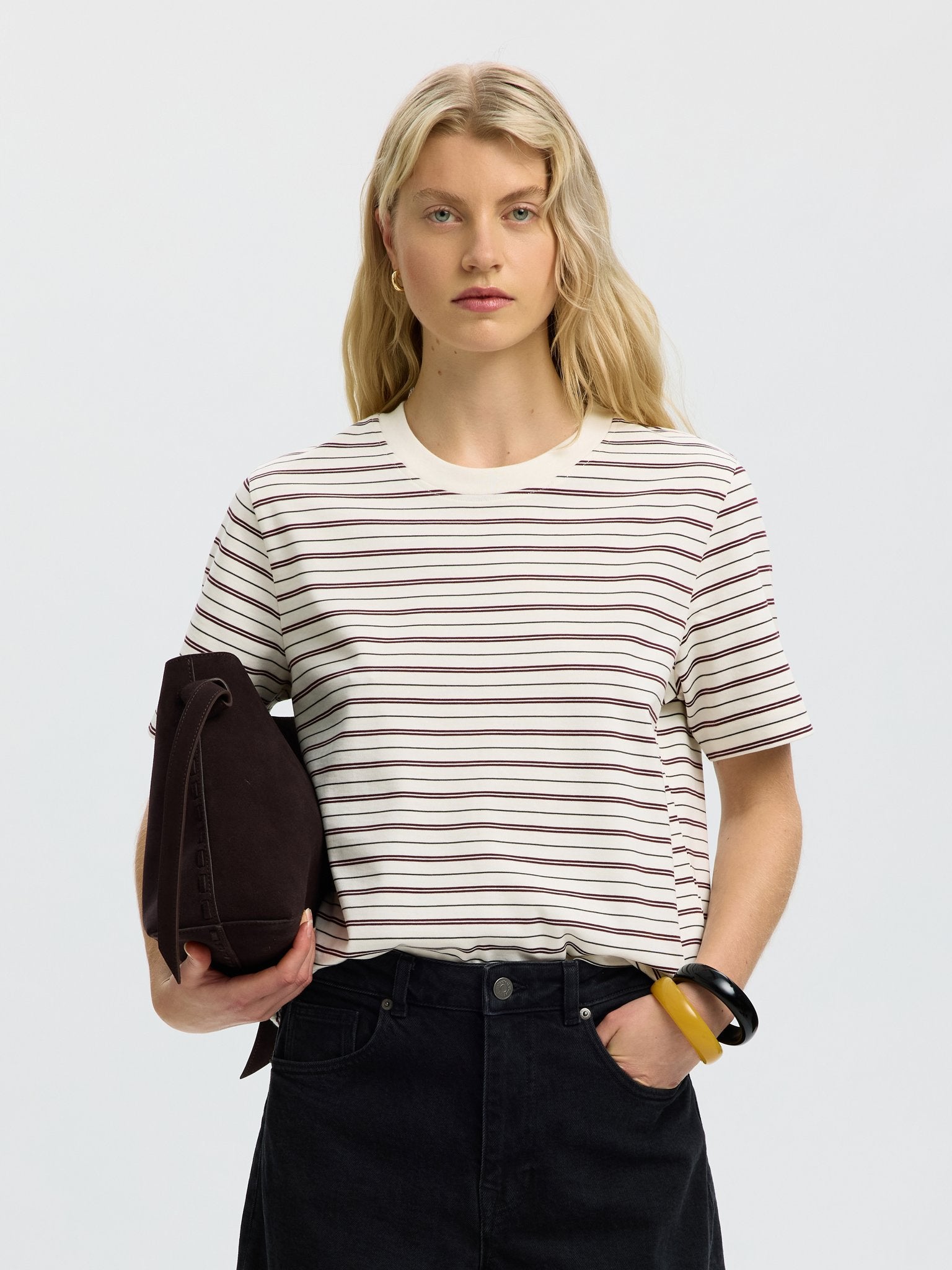 Selected Femme Damen T-Shirts Tawny Port/Mult