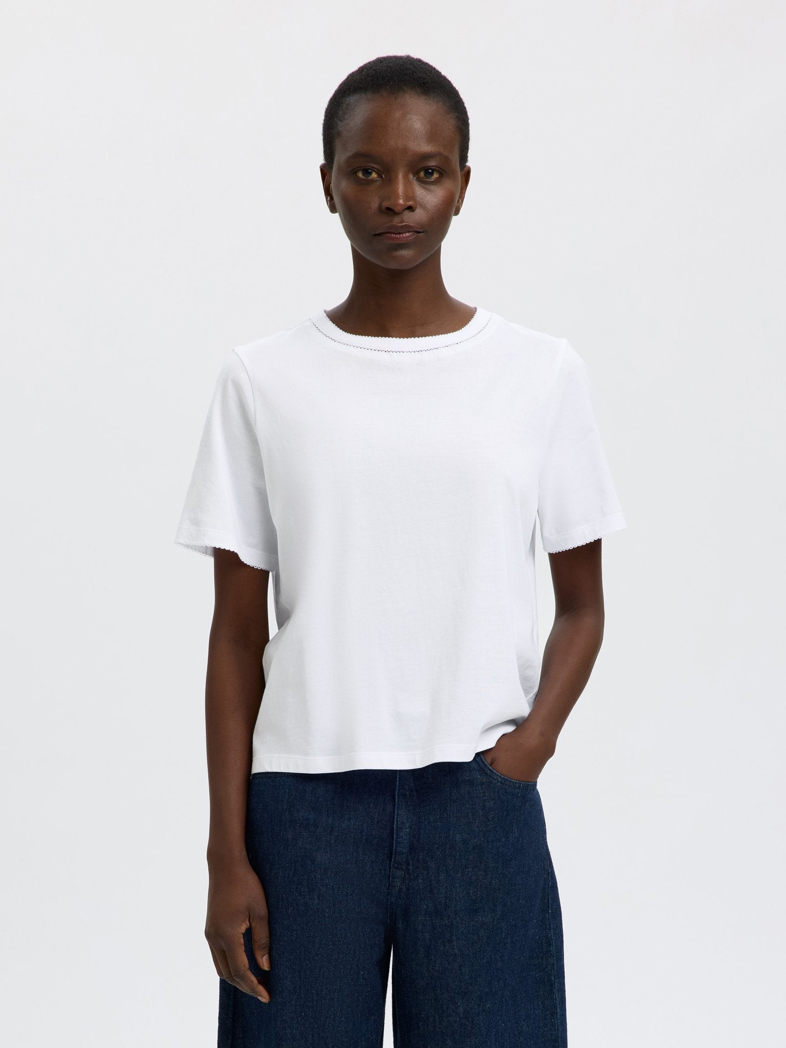 Selected Femme Damen T-Shirts Bright White