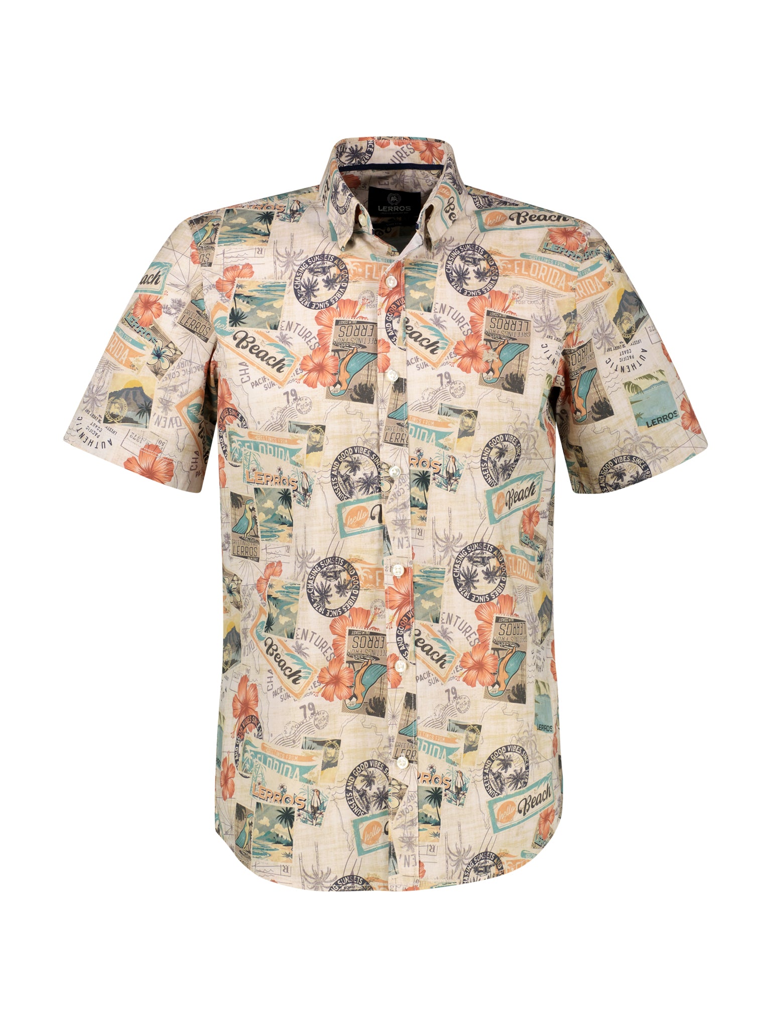 Lerros Herren Hemden kurz Gravel Beige