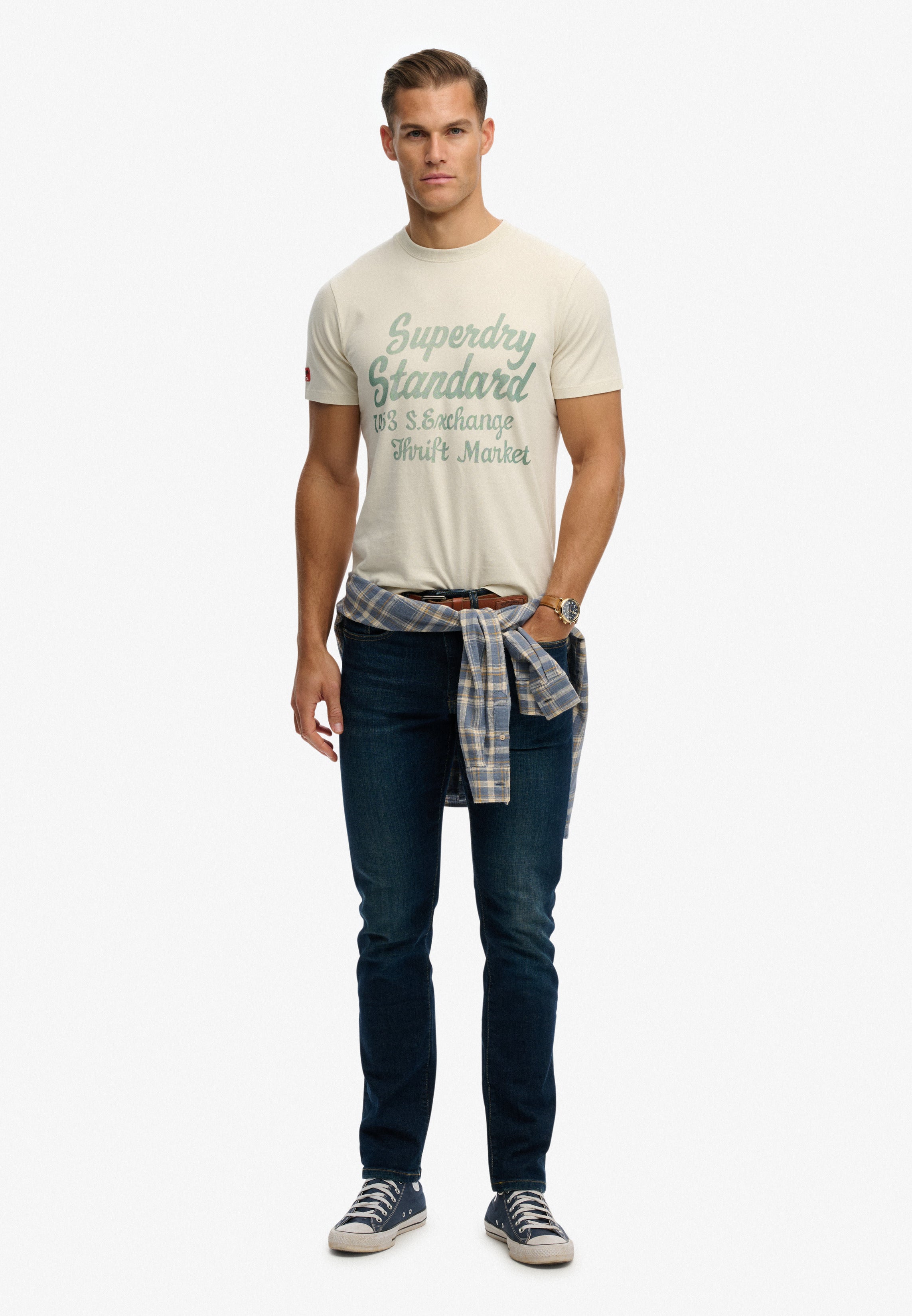 Superdry Men Herren T-Shirts kurz Lg Oatmeal Bei