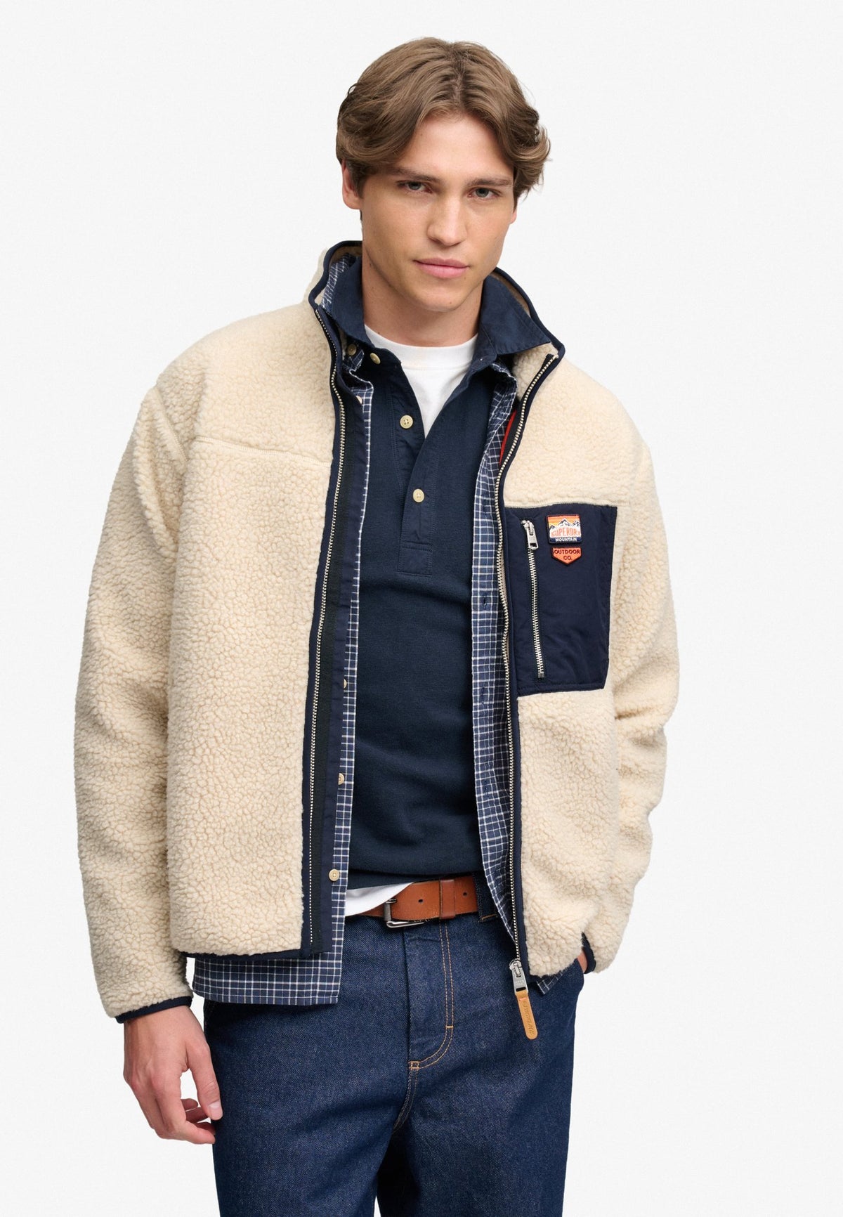 Superdry Herren Sweatjacken Mn Oatmeal/Oli