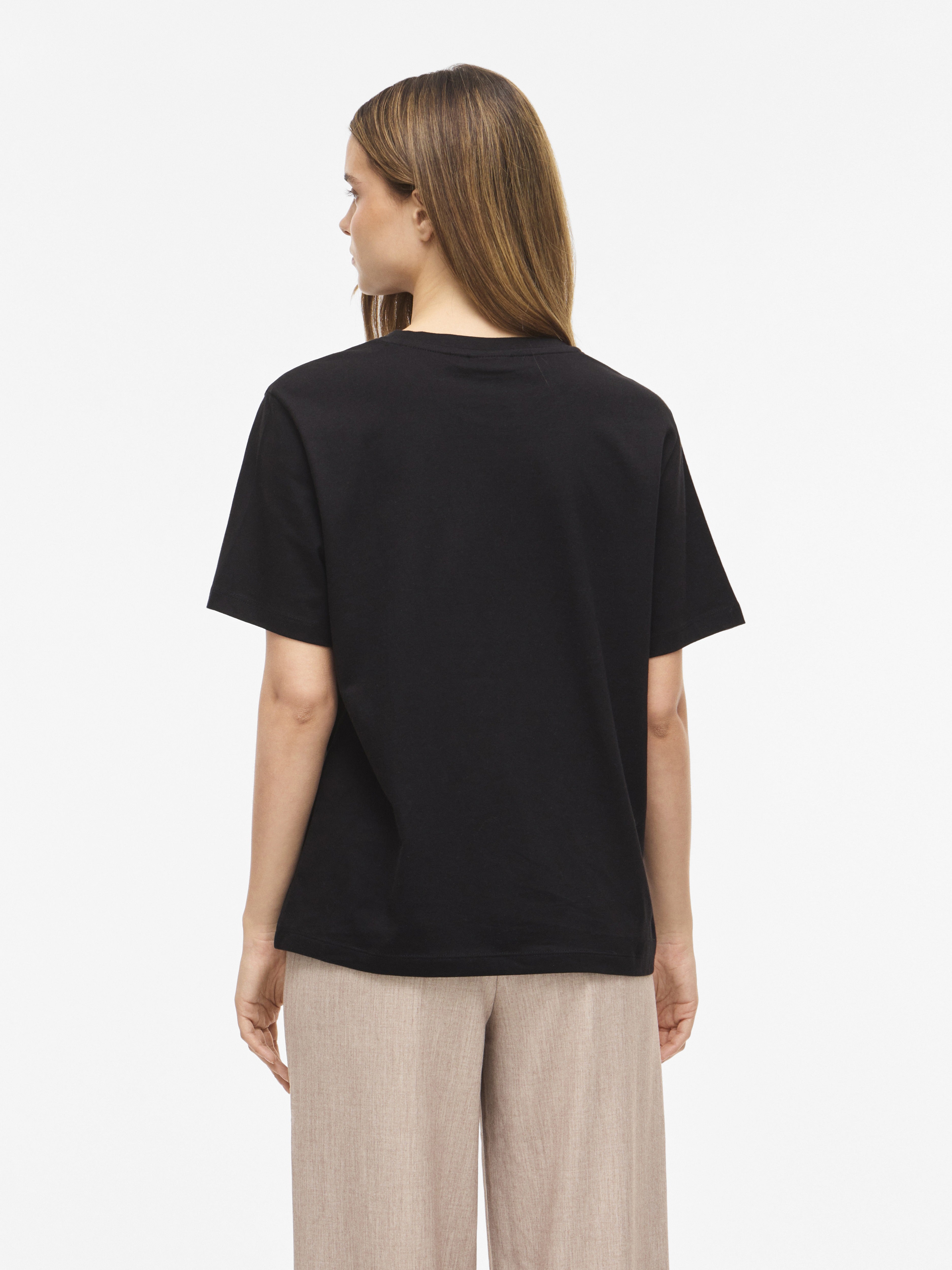 Vila Damen T-Shirts Black/Snow Whit