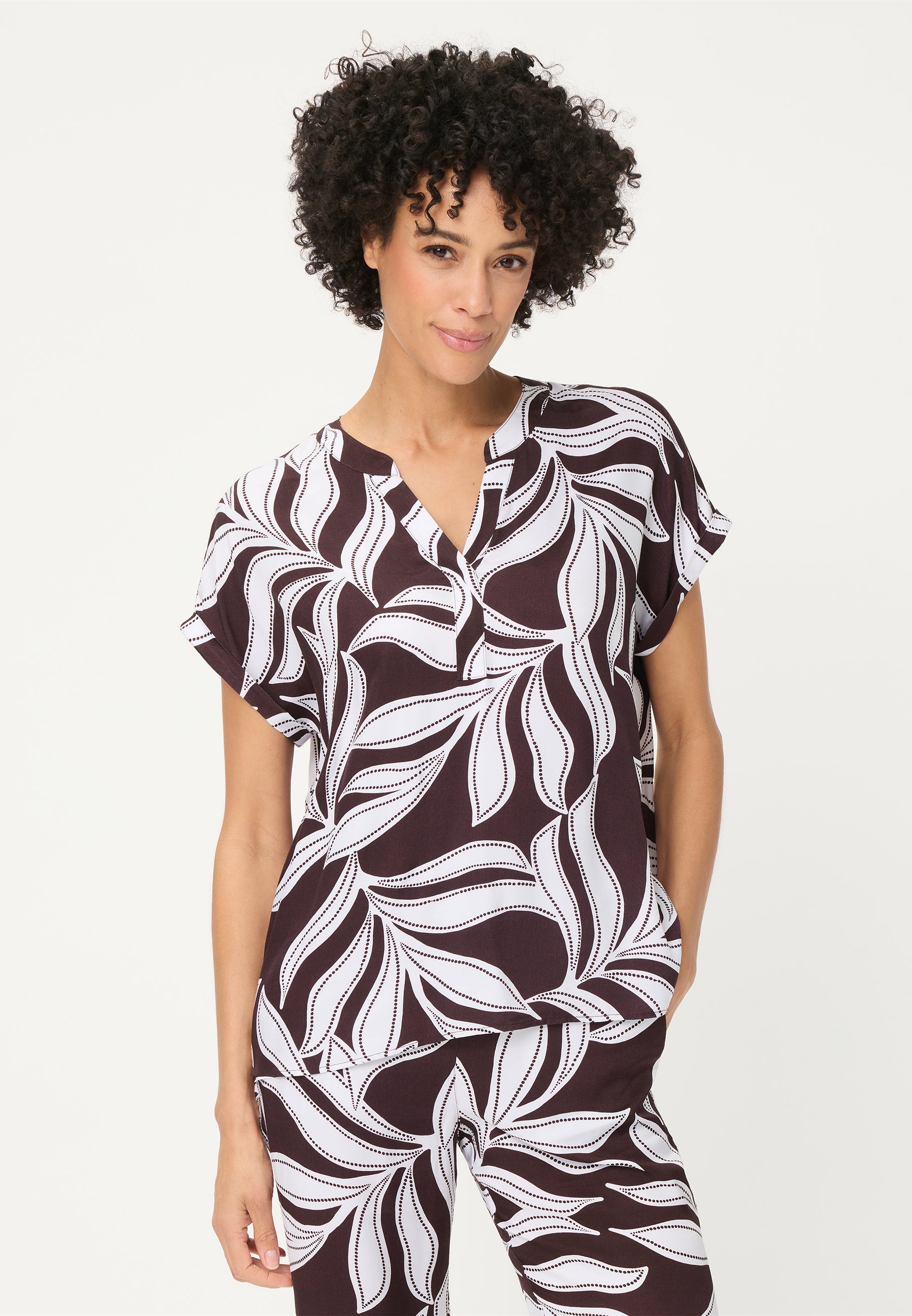 Olsen Damen Blusen kurz Dark Brow
