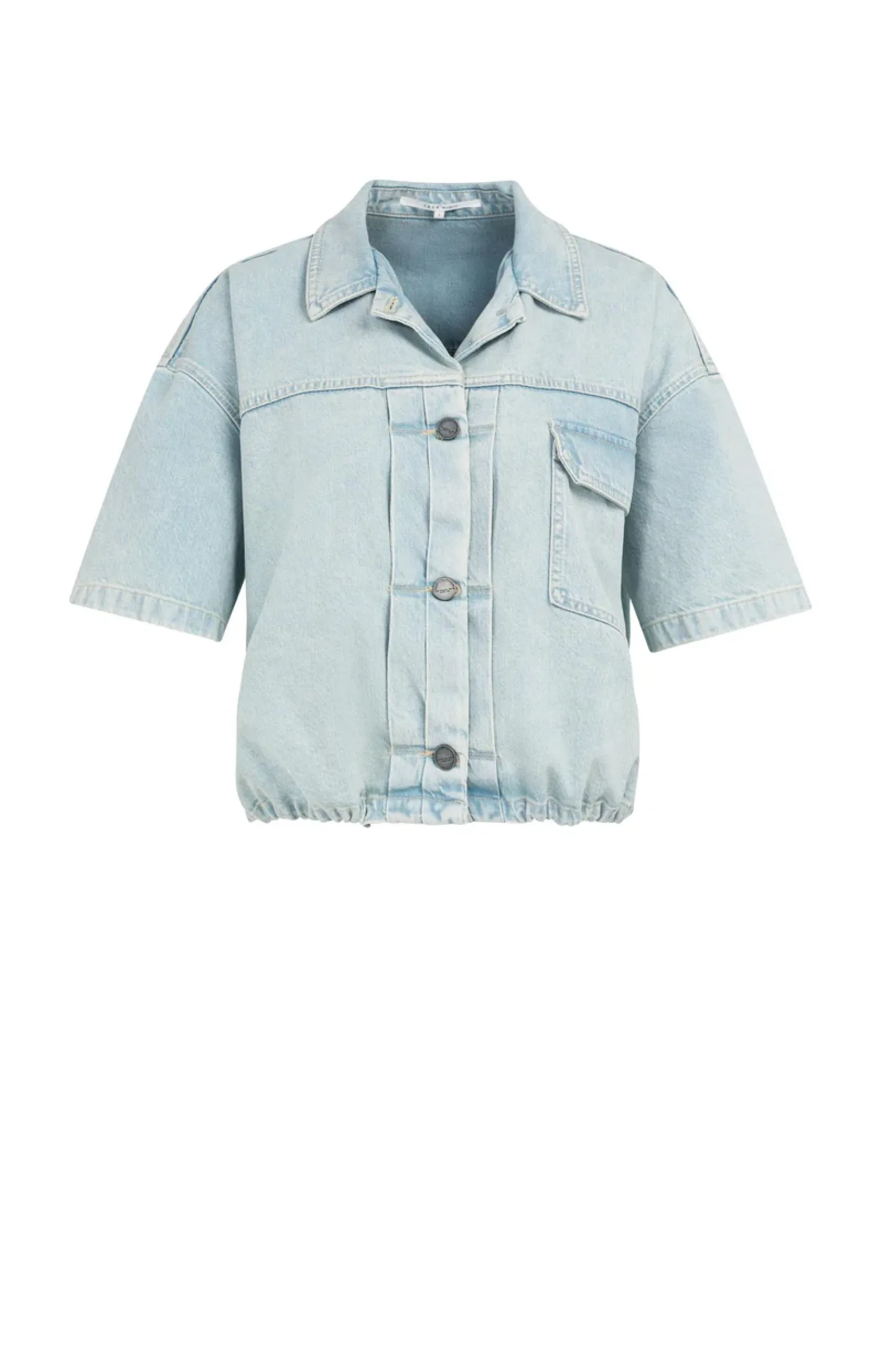 Übergroße Jeans-Arbeitsjacke mit kurzen Ärmeln