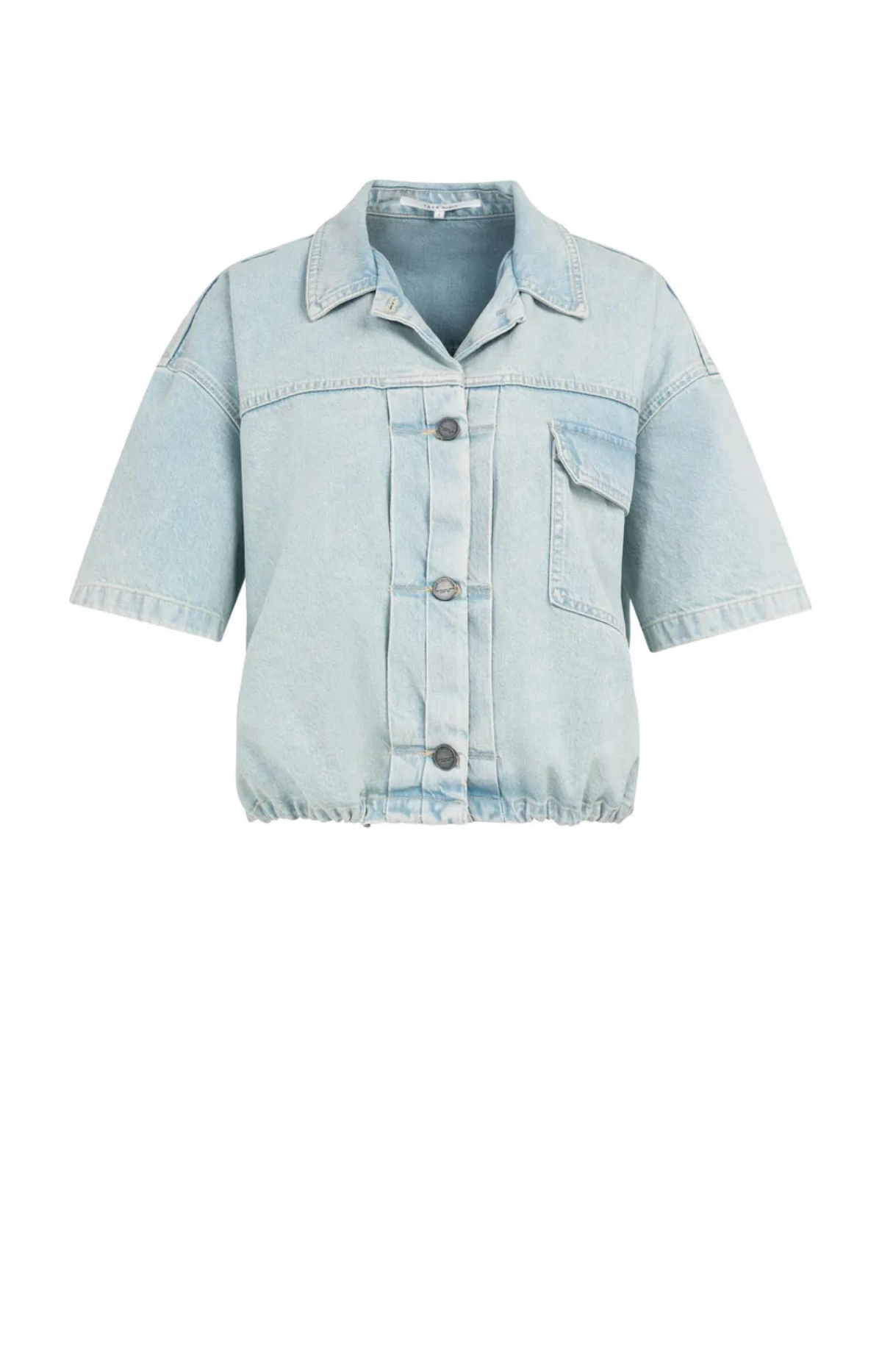 Übergroße Jeans-Arbeitsjacke mit kurzen Ärmeln