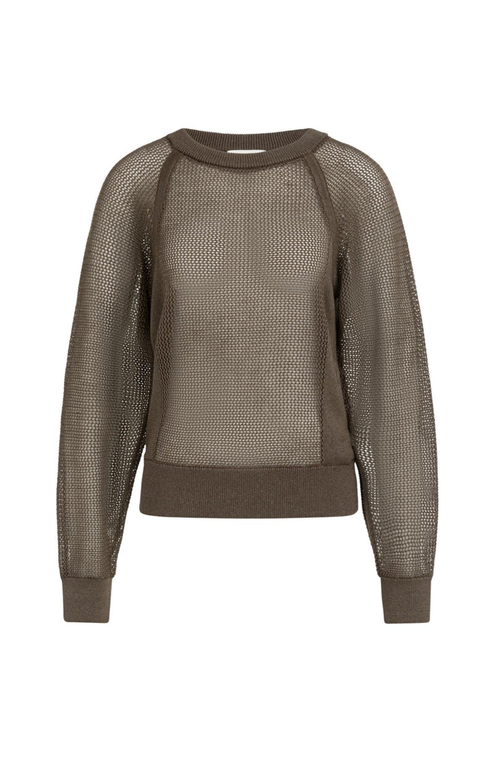 Netzstrickpullover mit Raglanärmeln