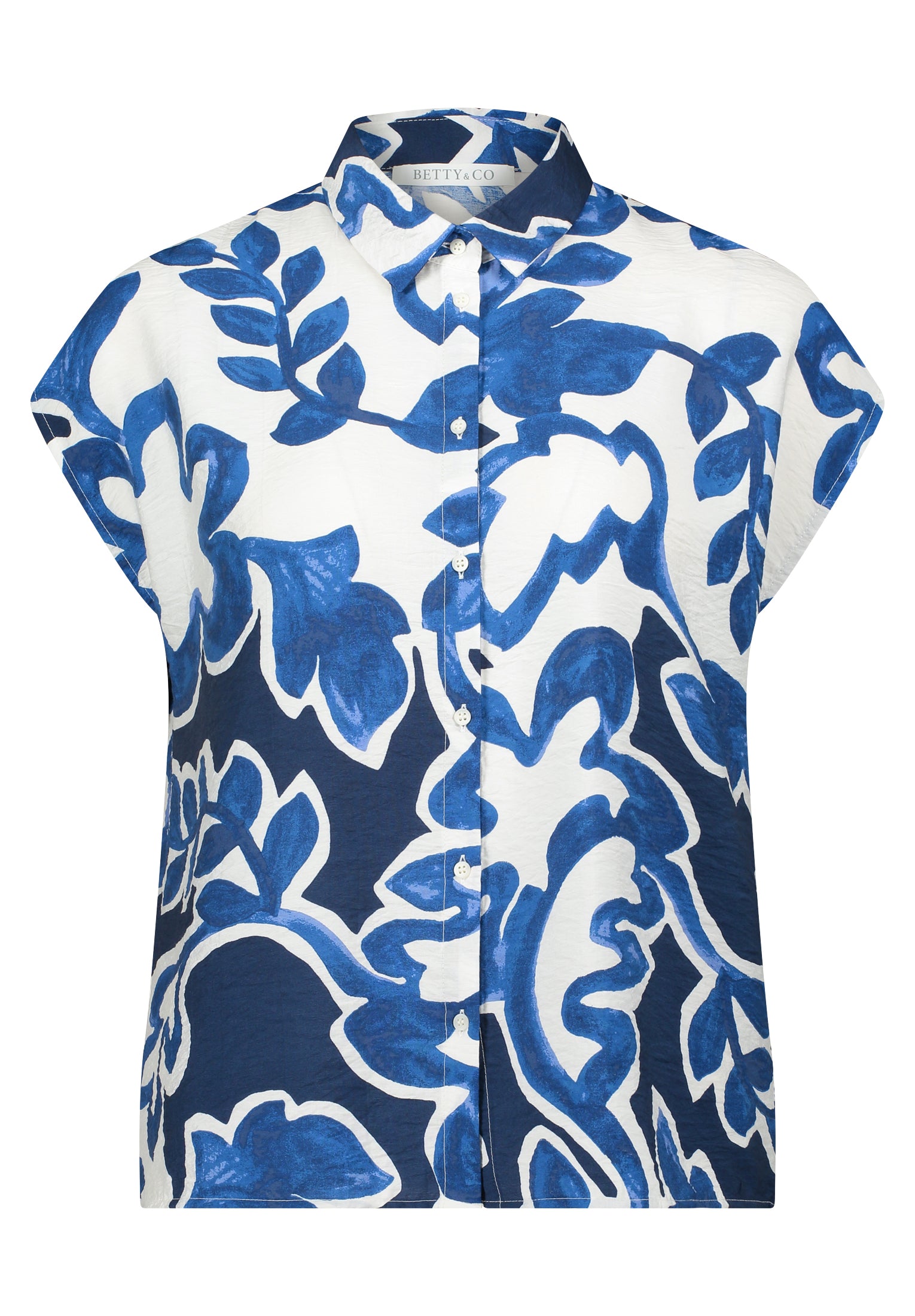 Betty & Co Damen Blusen kurz Cream/Dark Blue