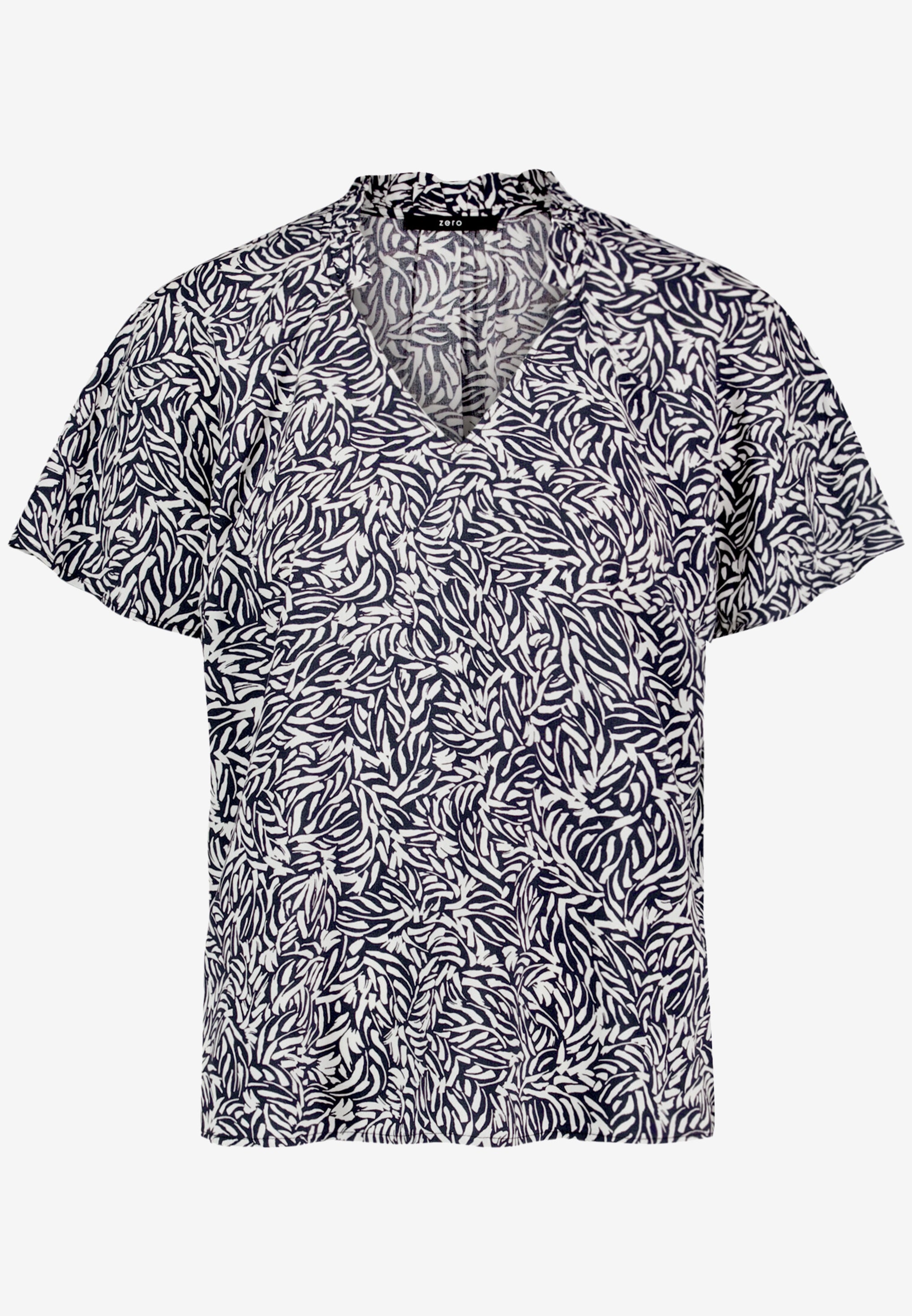 Zero Damen Blusen kurz Dark Blue/Cream