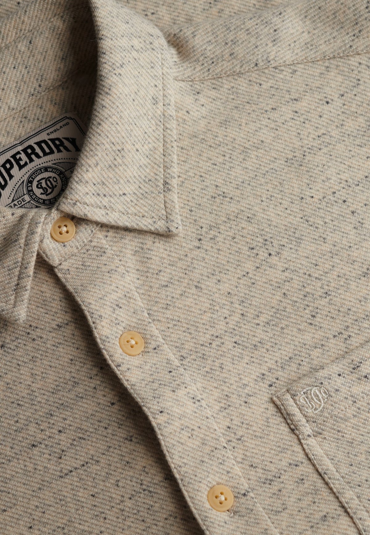 Superdry Herren Hemden lang Oz Ecru Tweed