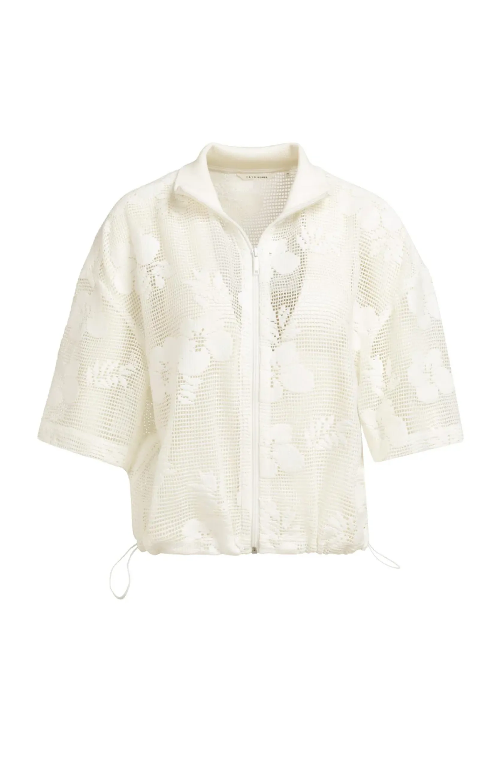 Gehäkelte Jacke mit Blumenmuster und kurzen Ärmeln
