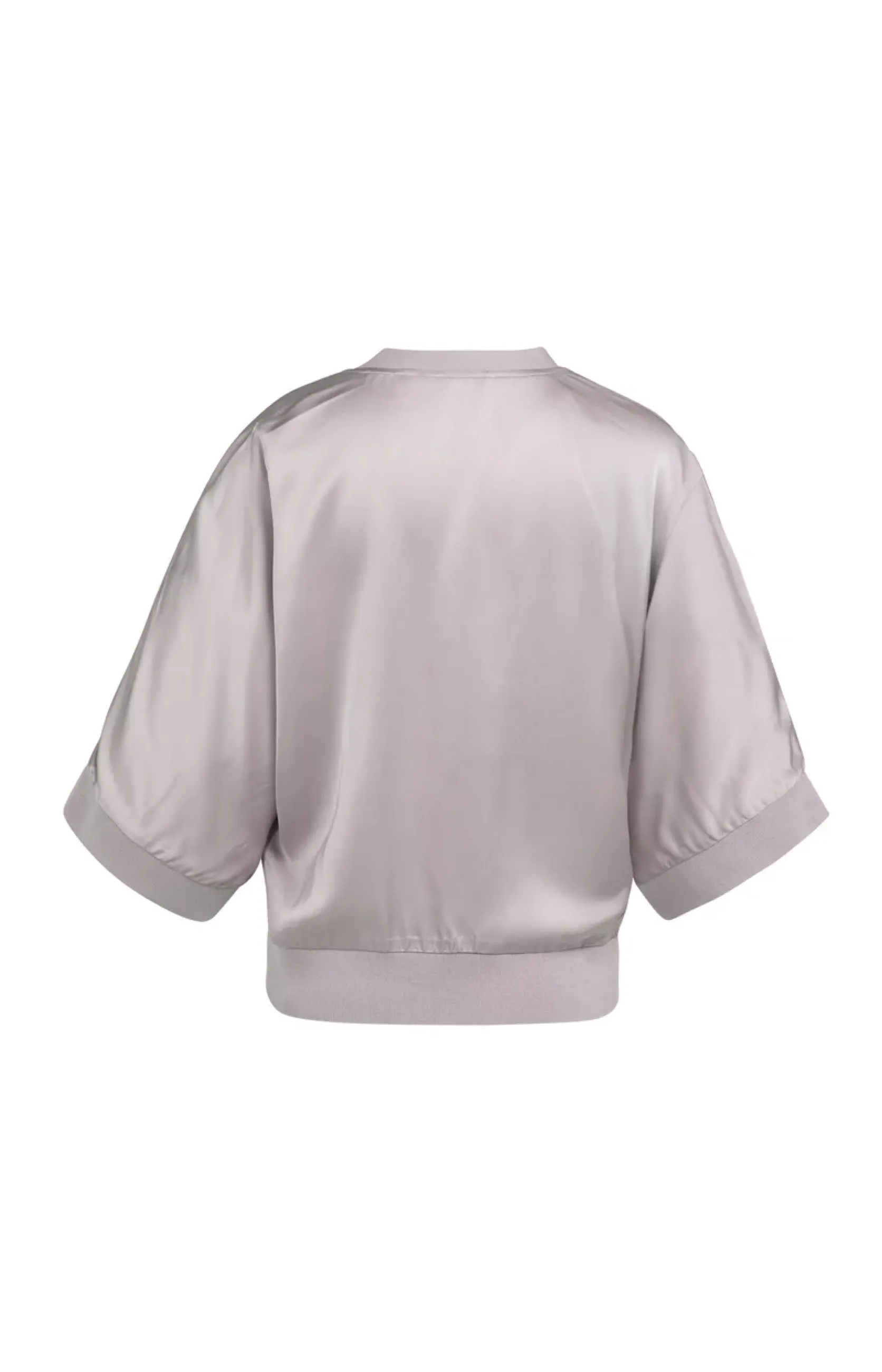 Strickjacke aus Satin mit Rippstrickbündchen und weiten Ärmeln