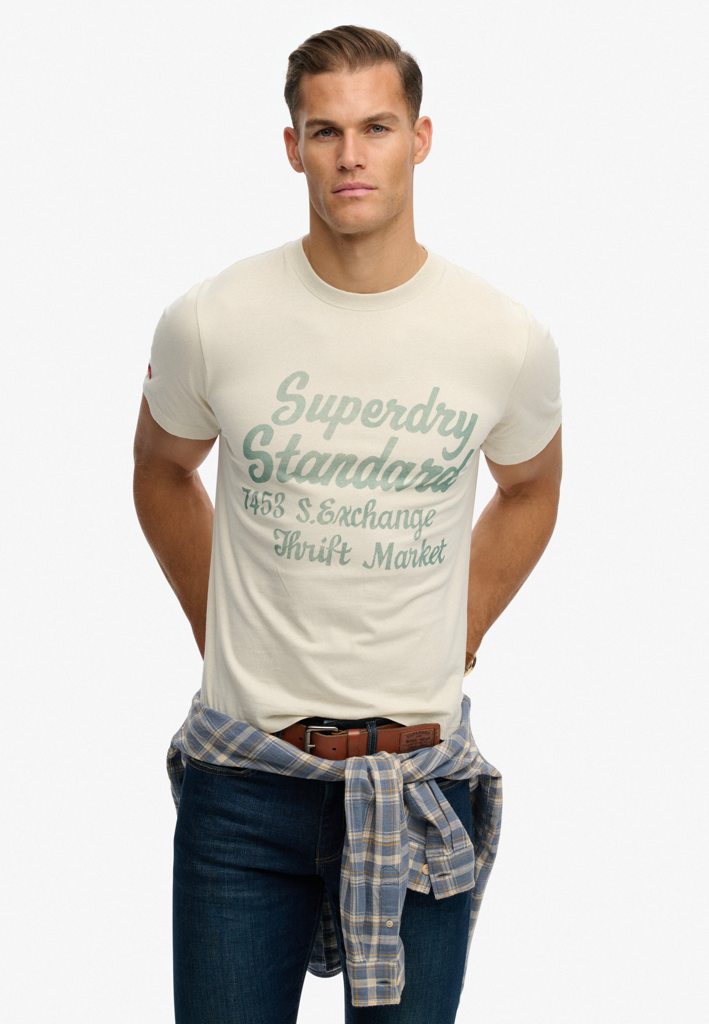 Superdry Men Herren T-Shirts kurz Lg Oatmeal Bei