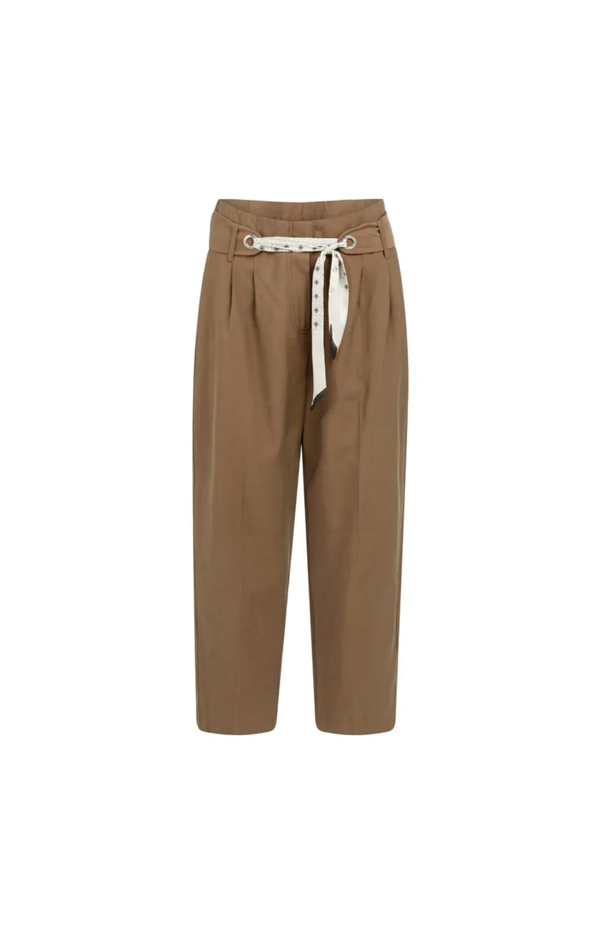 Hochgeschnittene Hose mit geradem Bein und Schalgürtel