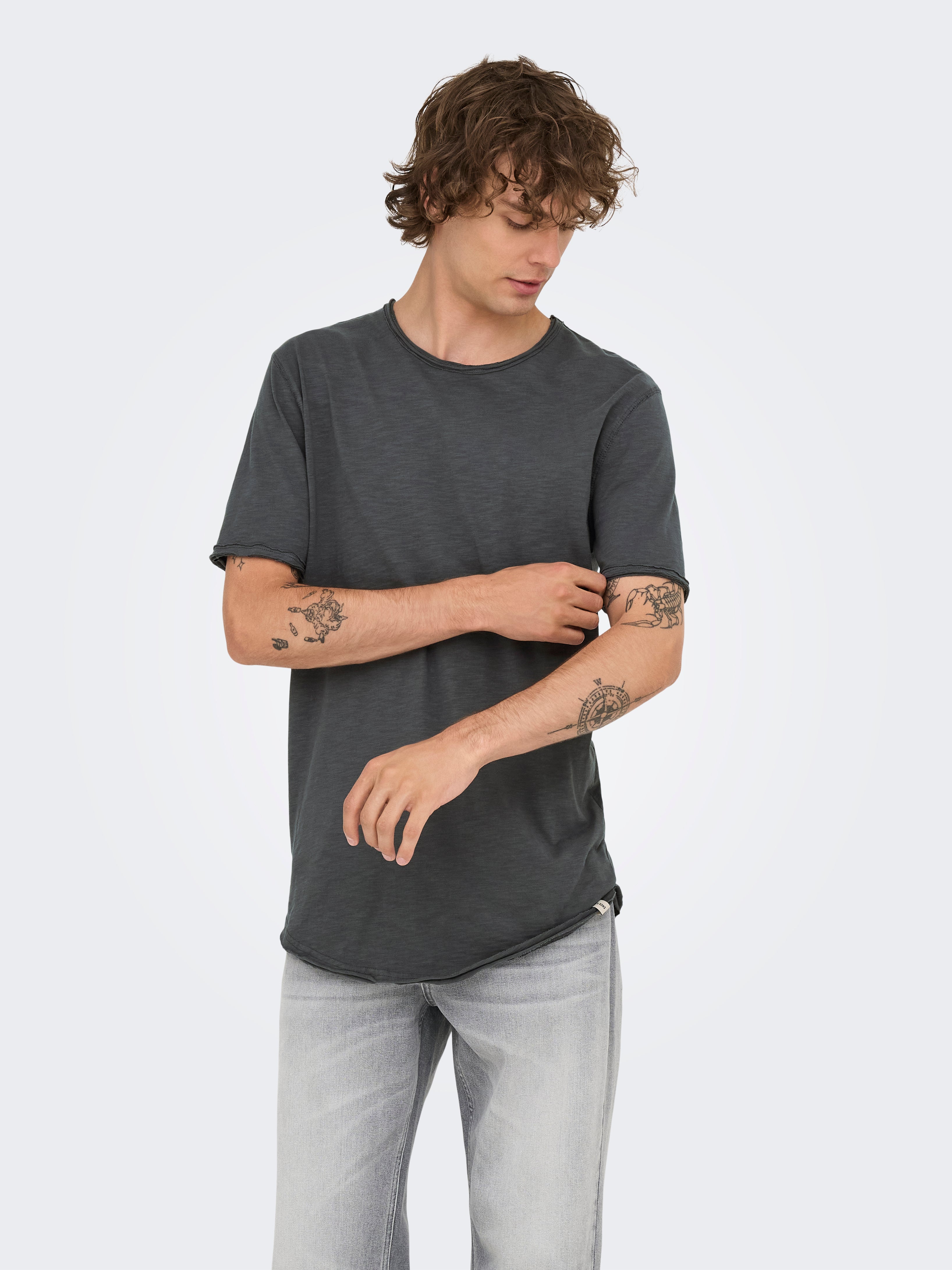 Only & Sons Herren T-Shirts kurz Grey Pinstripe