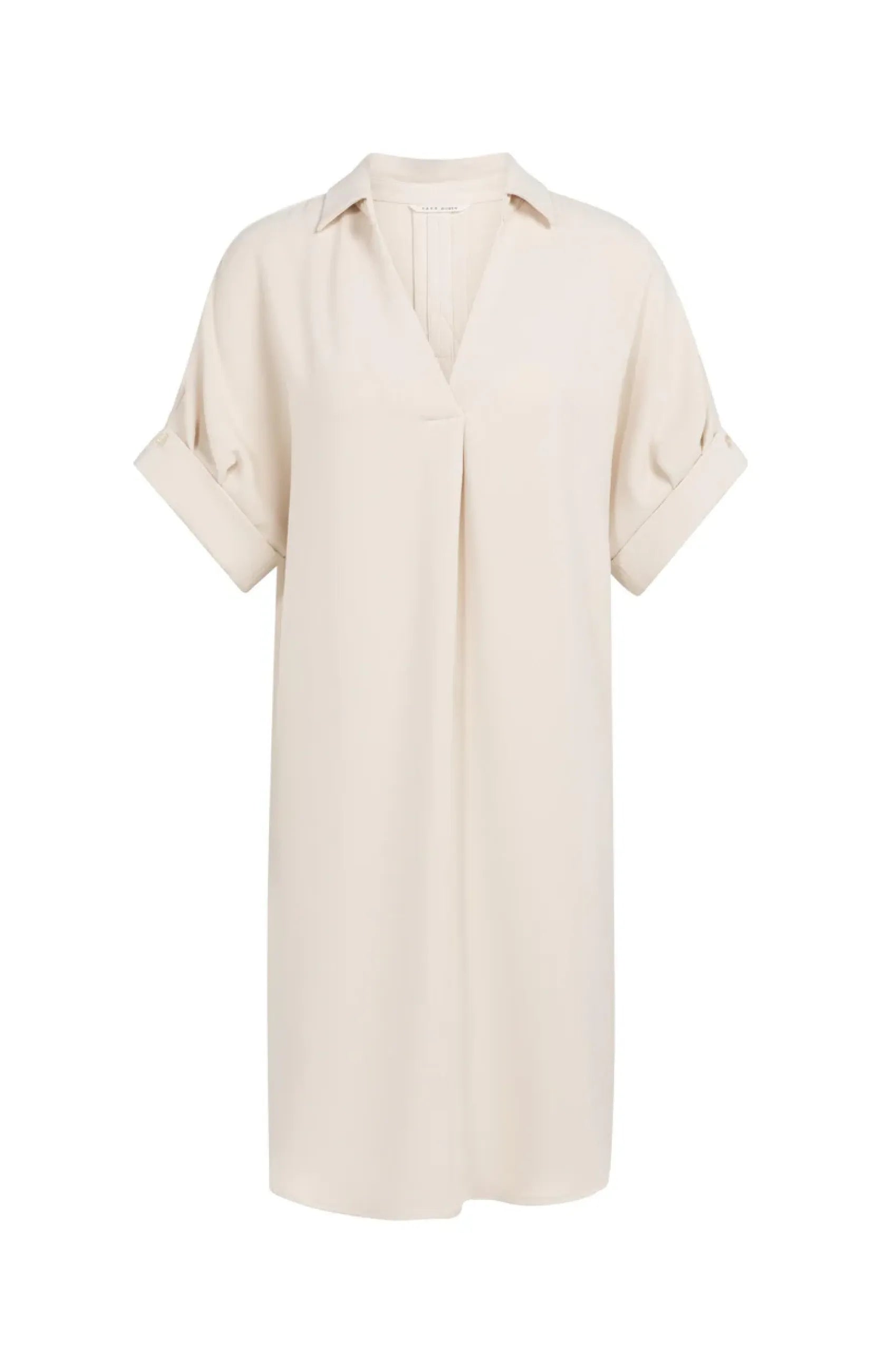 Kleid mit V-Ausschnitt und Zierfalten an den Ärmeln