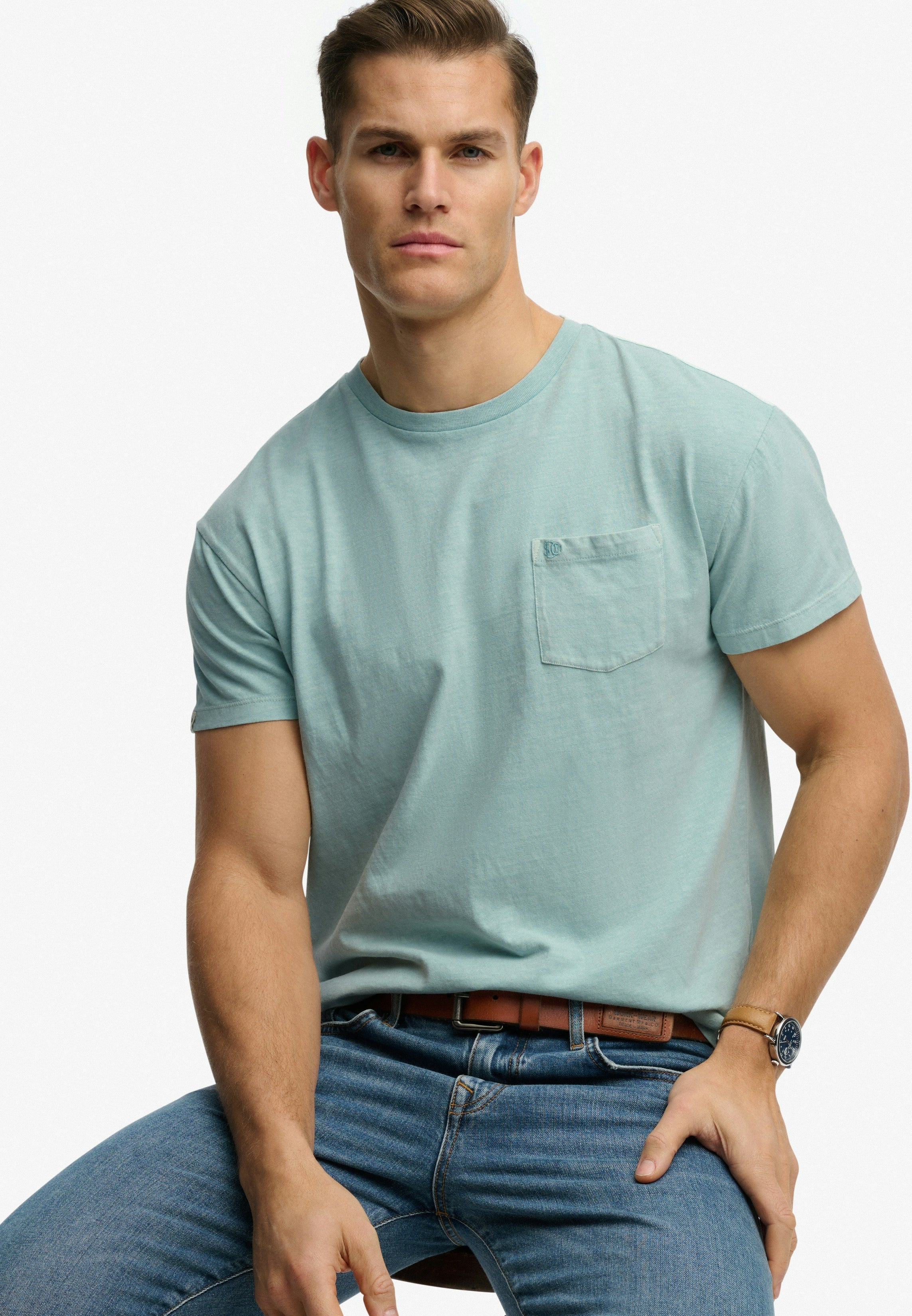 Superdry Men Herren T-Shirts kurz Wt Aquamarine