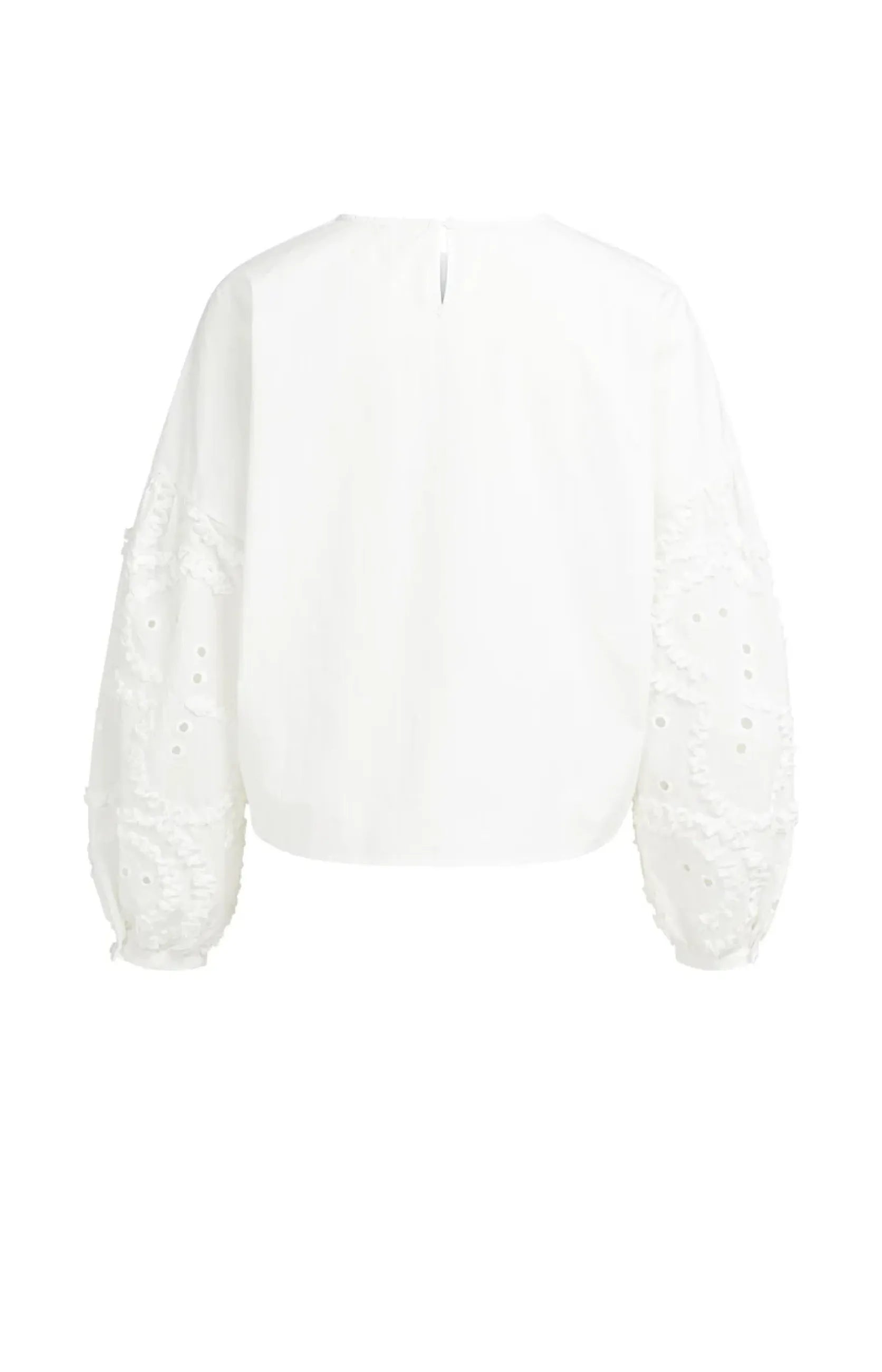 Bluse mit bestickten Ärmeln und rundem Ausschnitt
