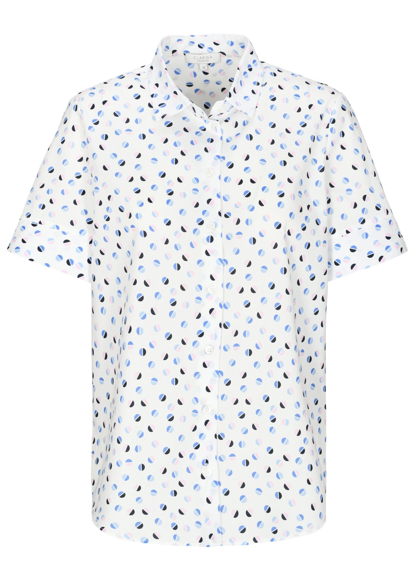 Clarina Damen Blusen kurz Bleu-Weiss