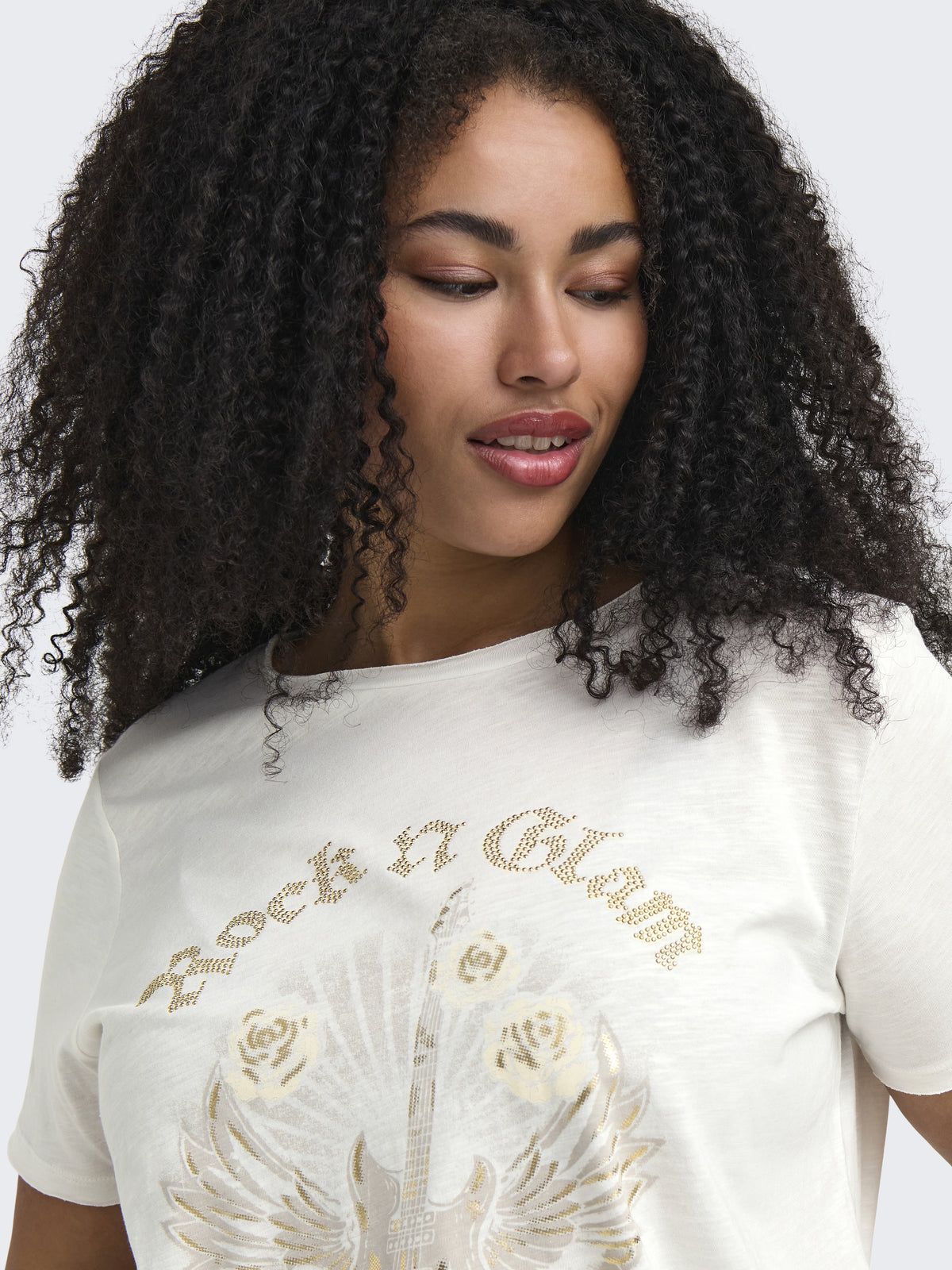 Only Carmakoma Damen T-Shirts Cloud Dancer/Ro