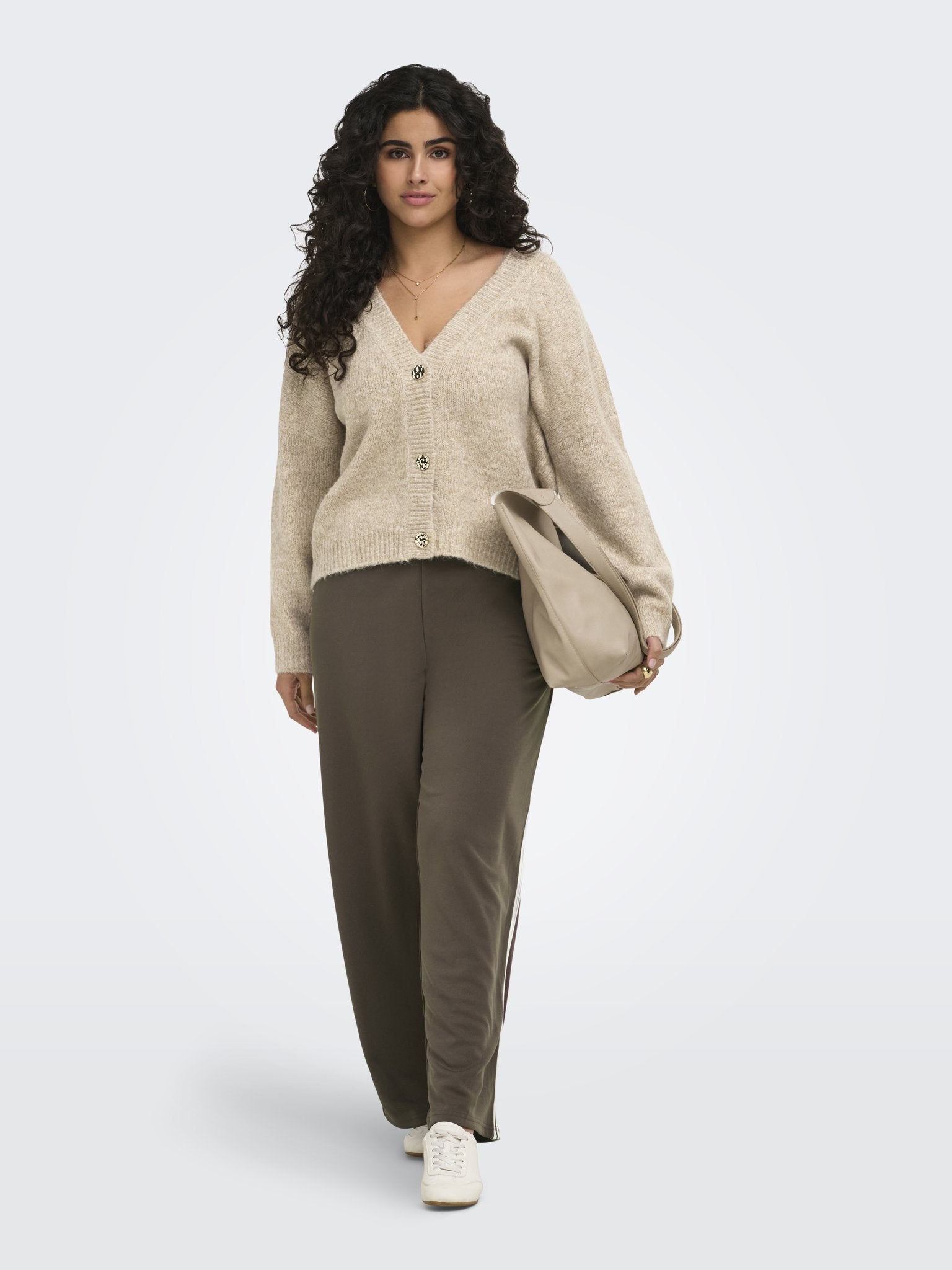 Only Caramkoma Damen Strickjacken Woodsmoke/W.Mel