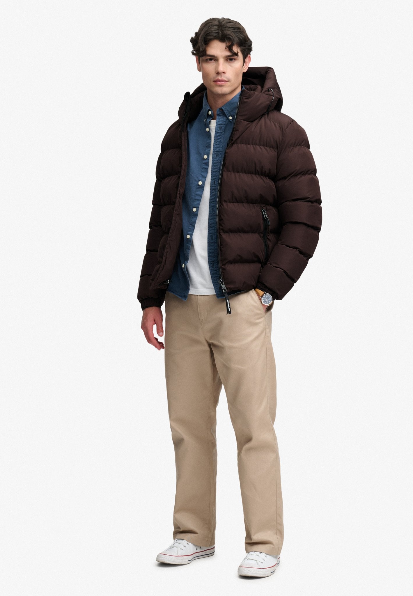 Superdry Men Herren Hemden lang Lj Peak Dark