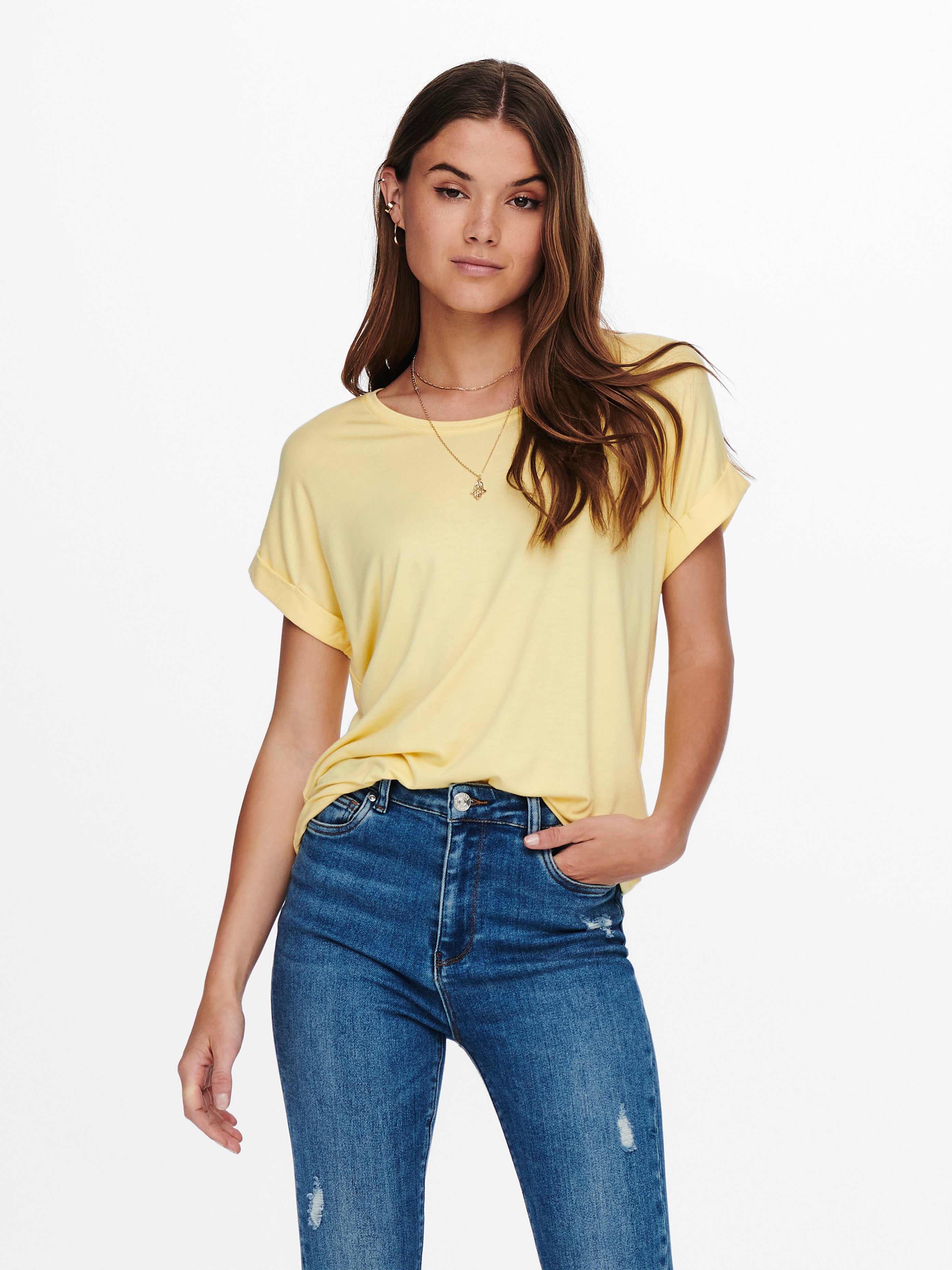 only Damen T-Shirts Pale Banana