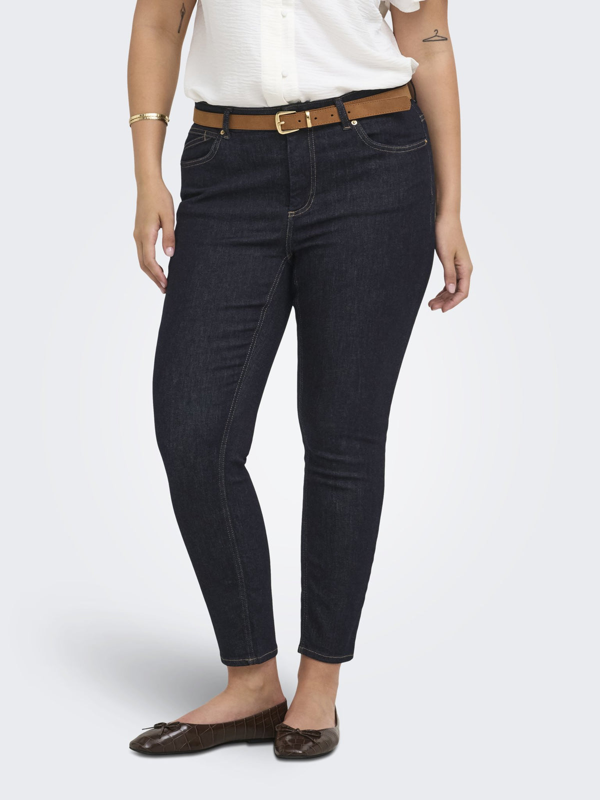 Only Carmakoma Damen Jeans Dark Blue Denim