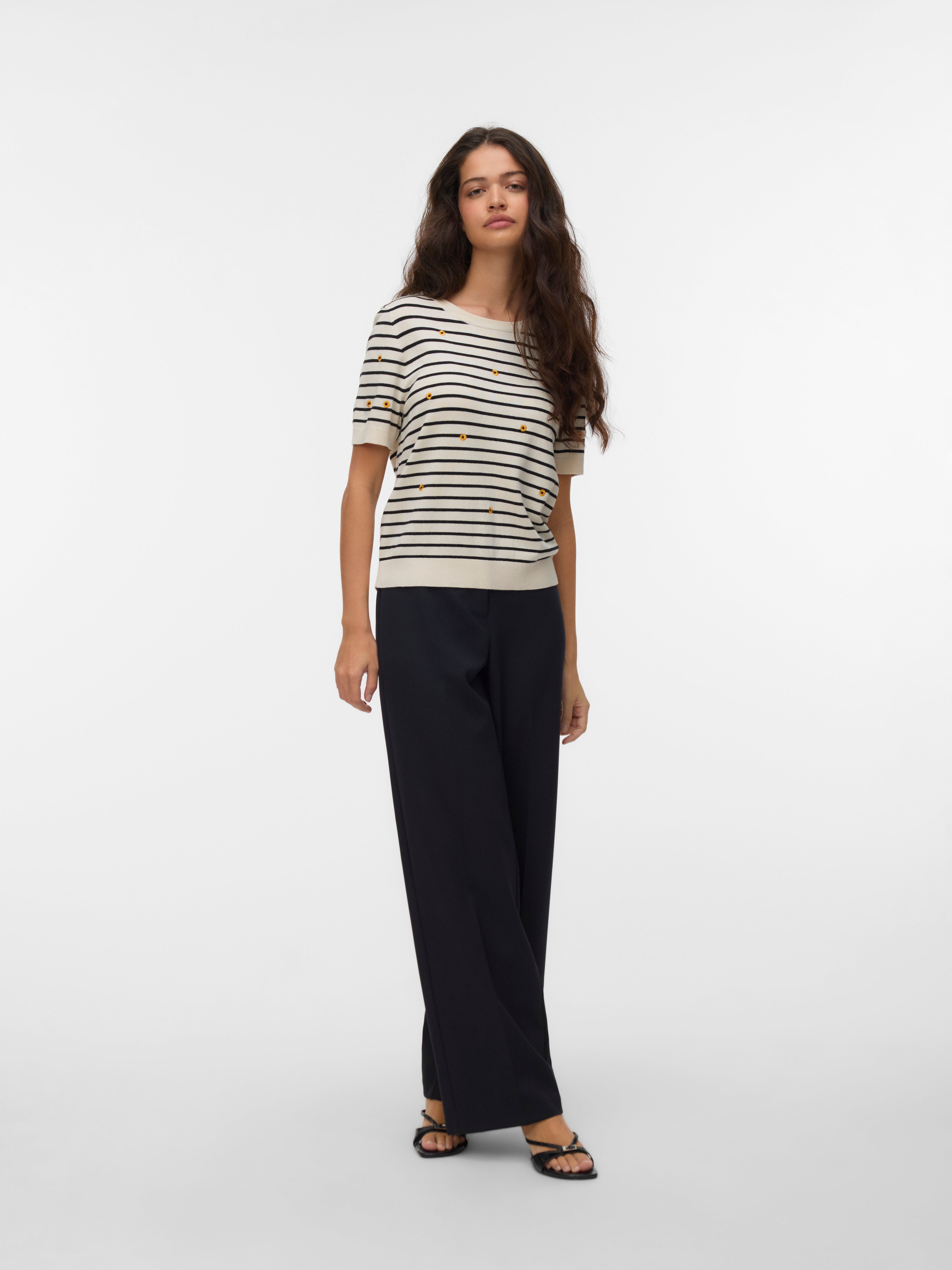Vero Moda Damen Pullover Birch/W. Black