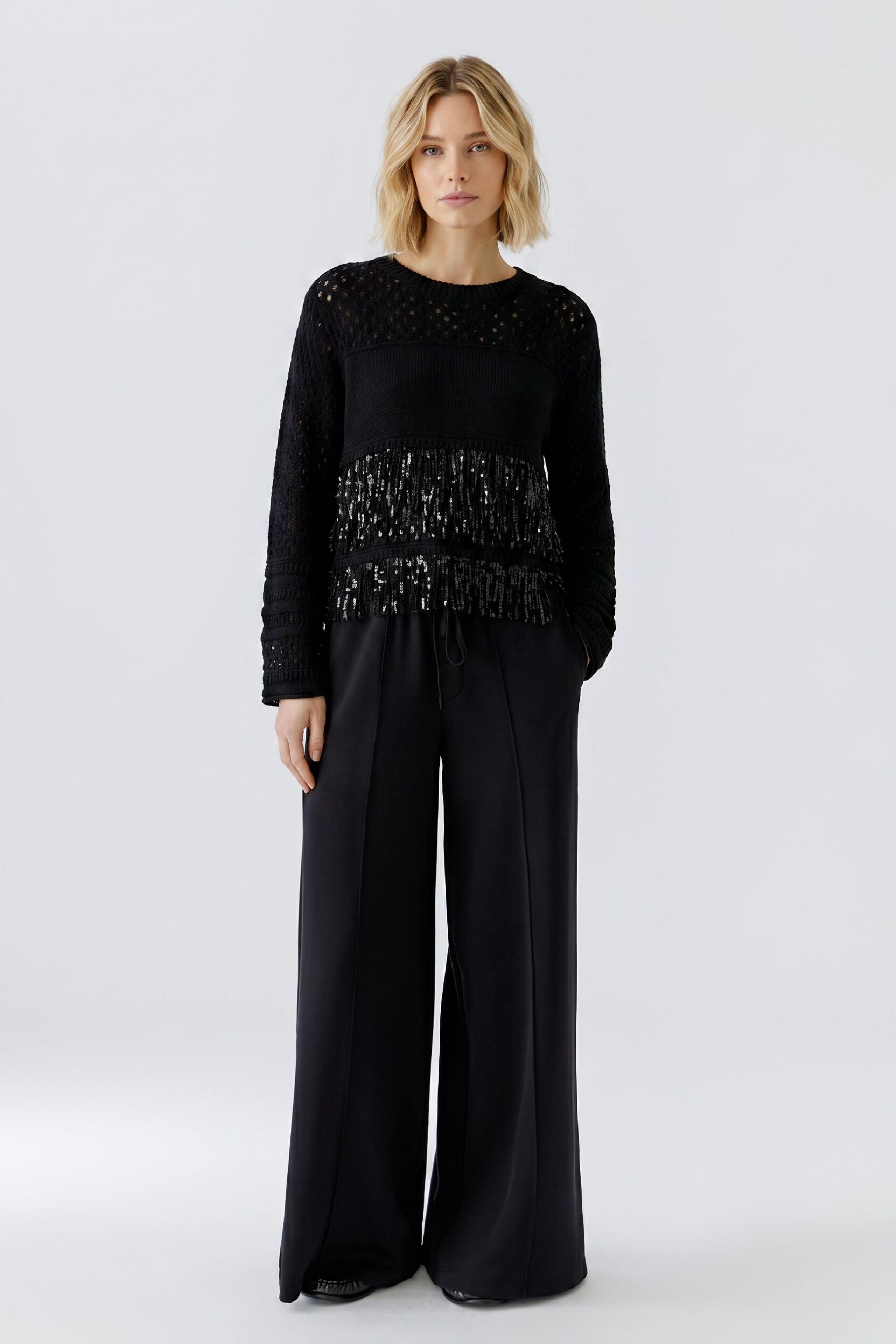 Oui Damen Pullover Black