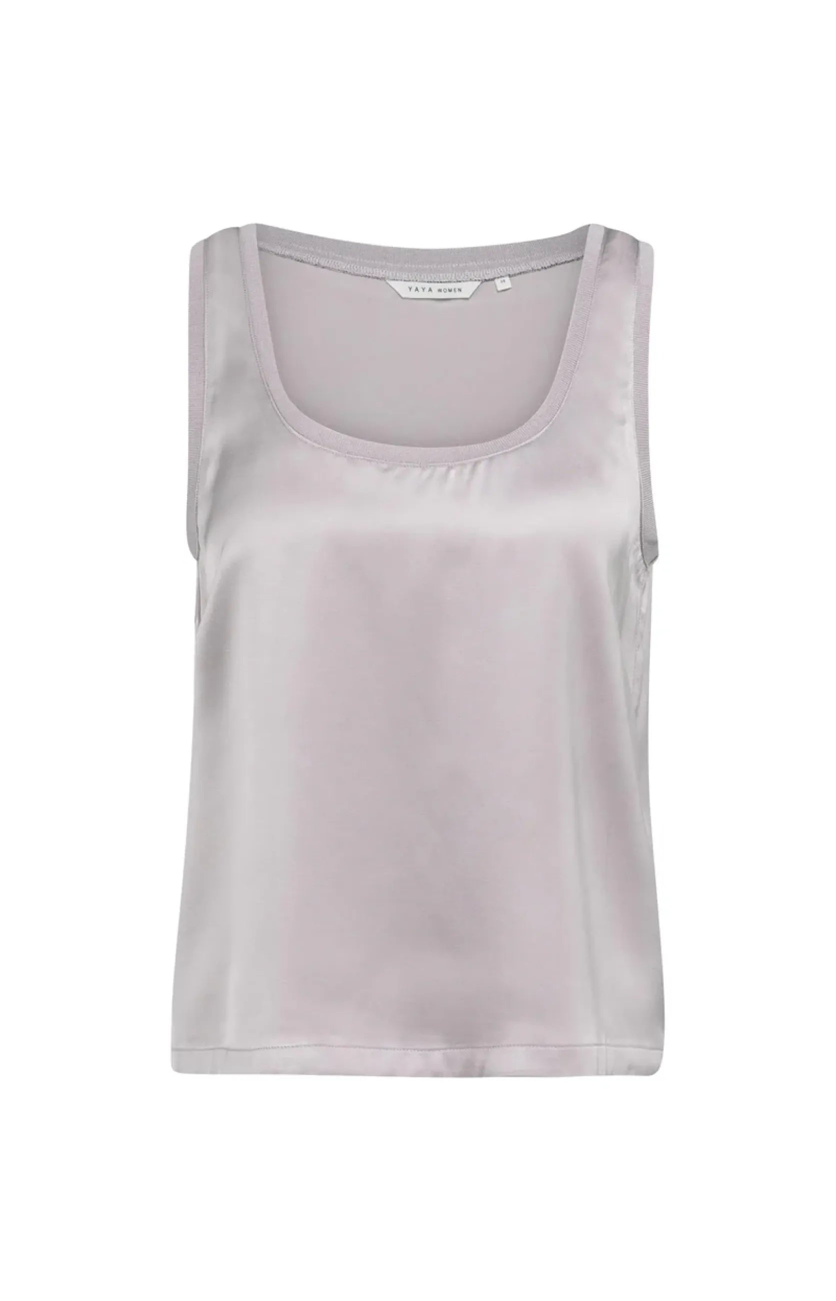 Satin-Top mit geripptem Halsausschnitt