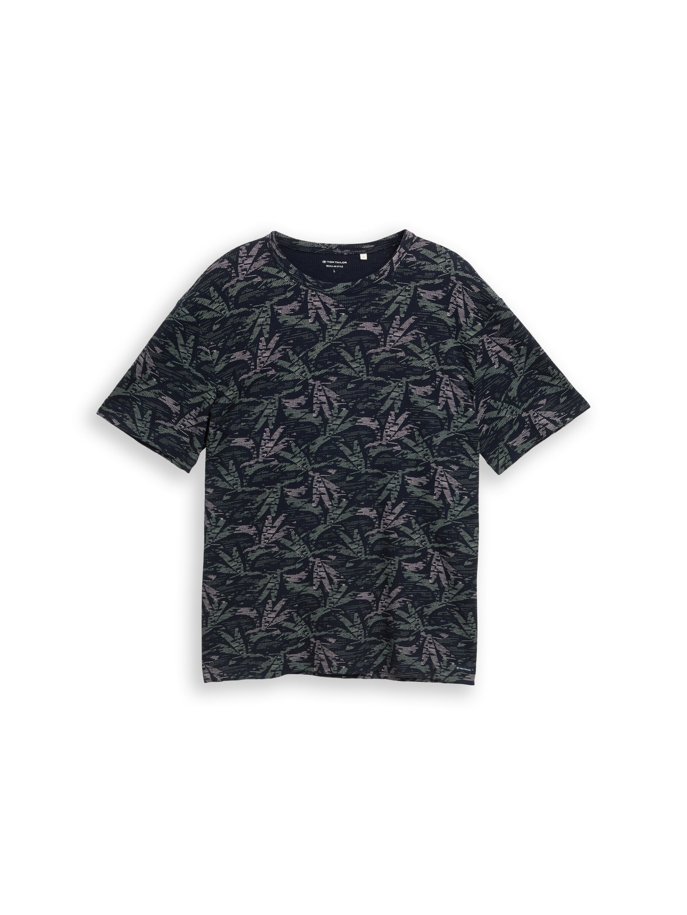 Tom Tailor Herren T-Shirts kurz Navy Green Palm