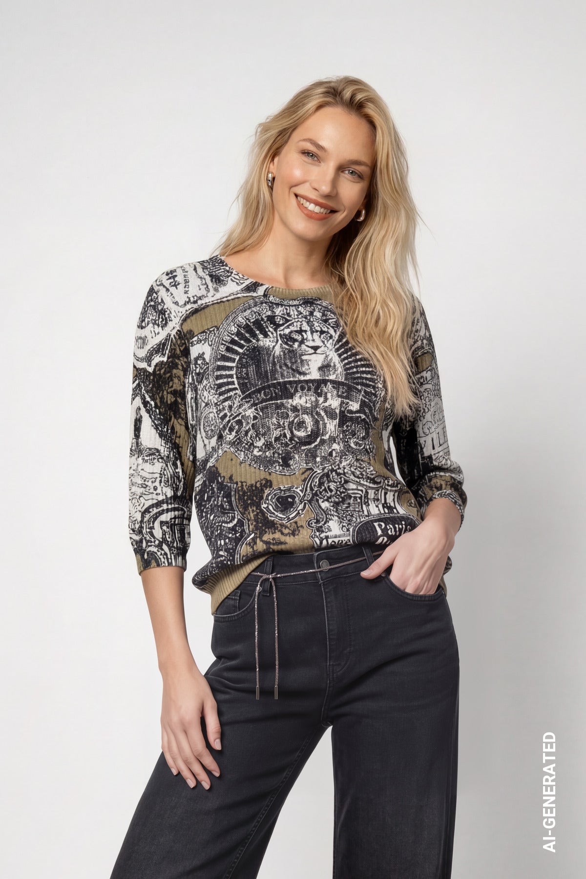 Monari Damen Pullover  Schwarz Gem