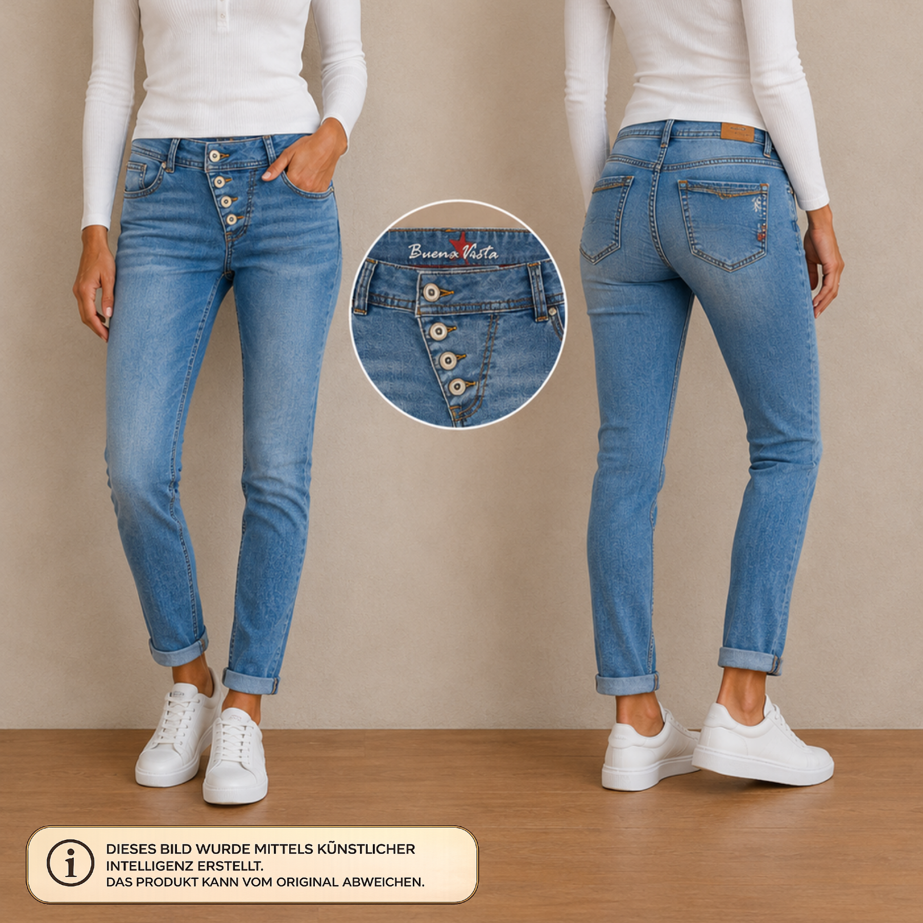 Buena Vista Damen Jeans Light Stone