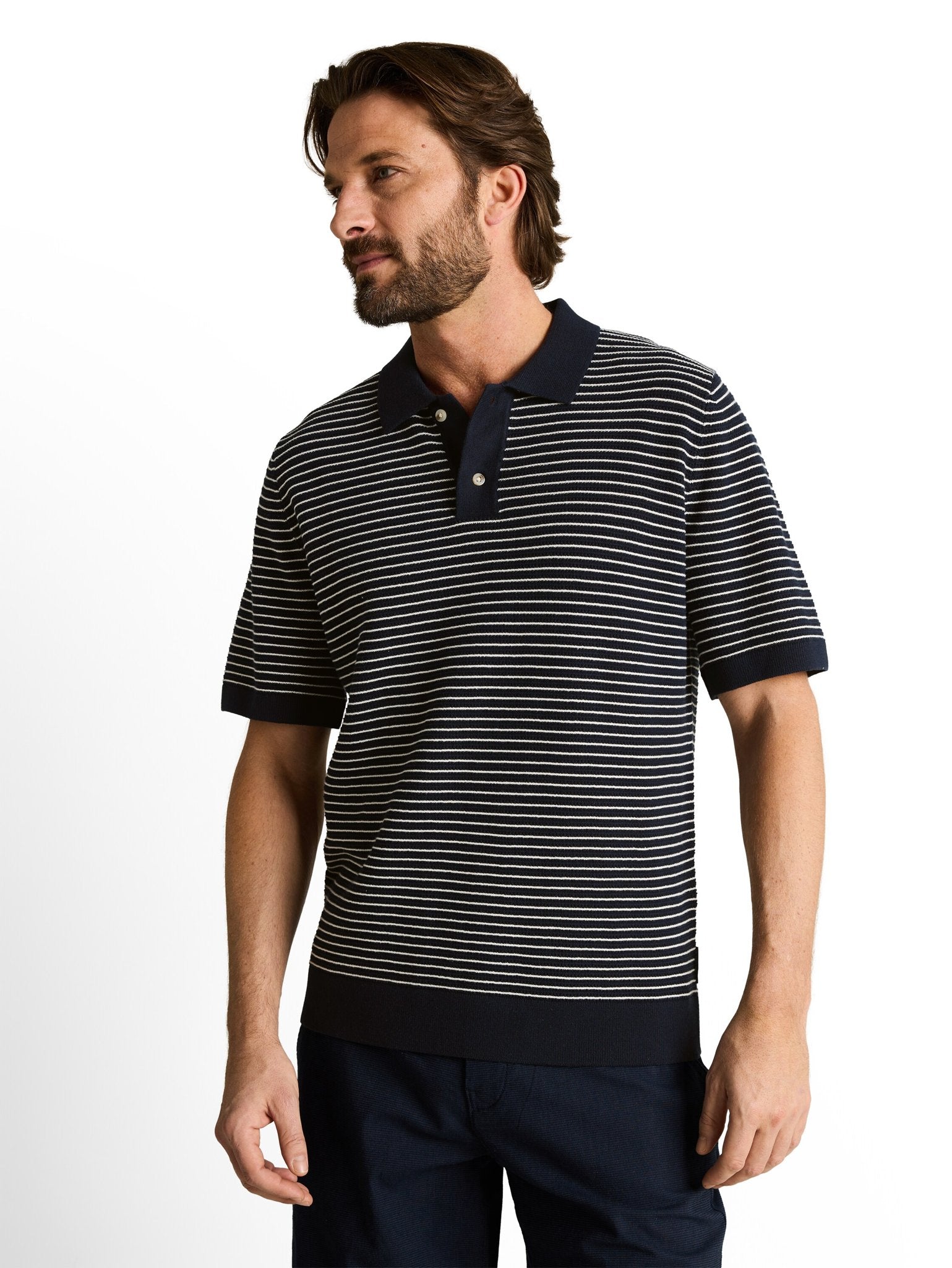 Tom Tailor Herren Polo-Shirts Navy Offwhite S