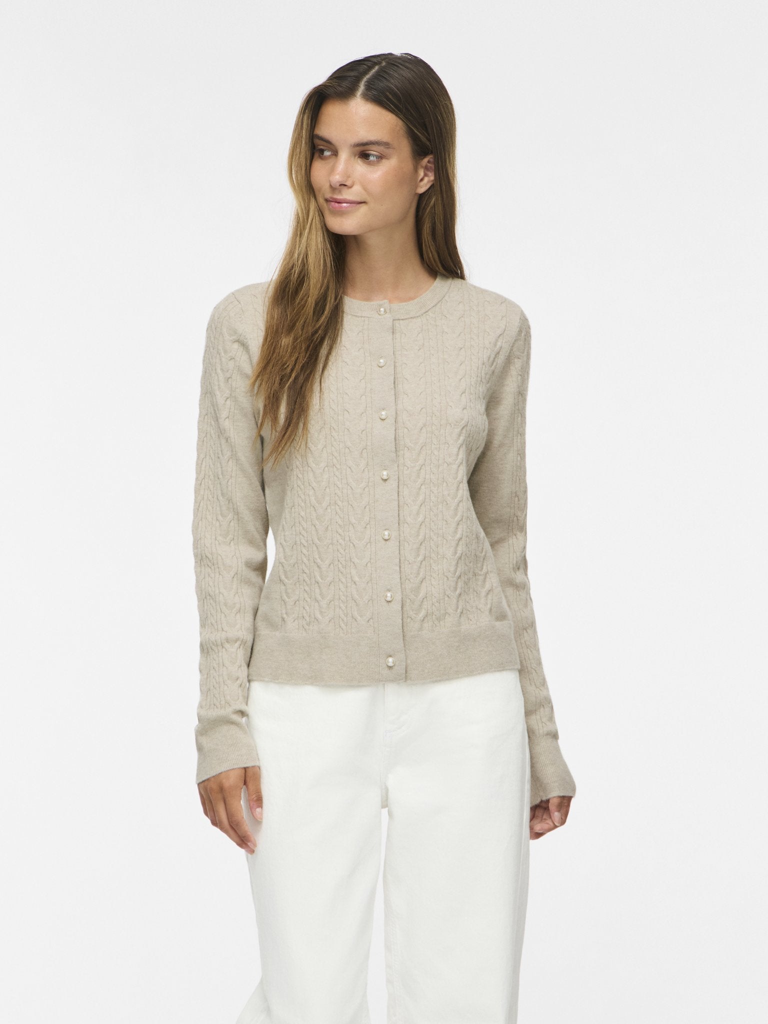 Vila Damen Strickjacken Natural Melange