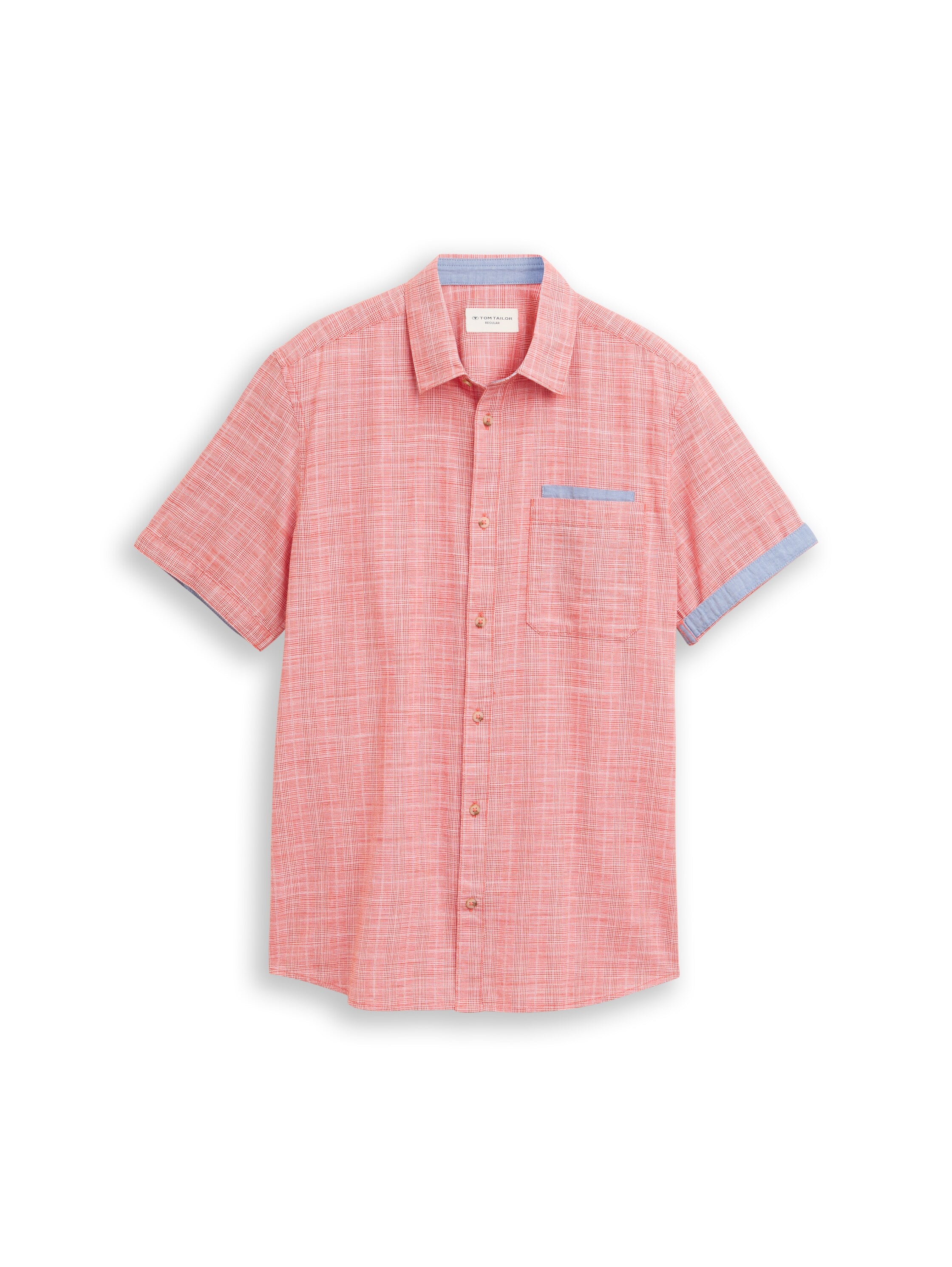Tom Tailor Herren Hemden kurz Orange Red Chec