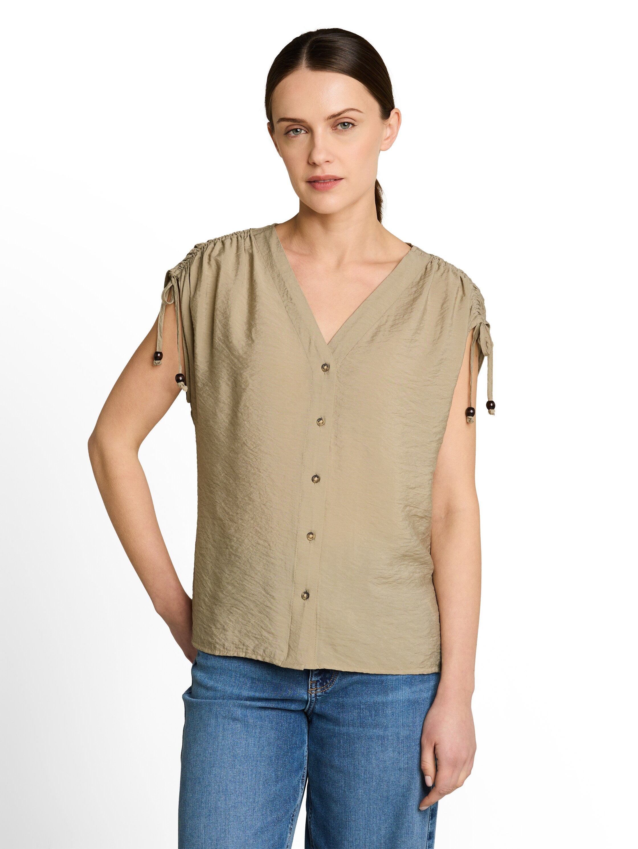 Tom Tailor Damen Blusen kurz Silver Olive