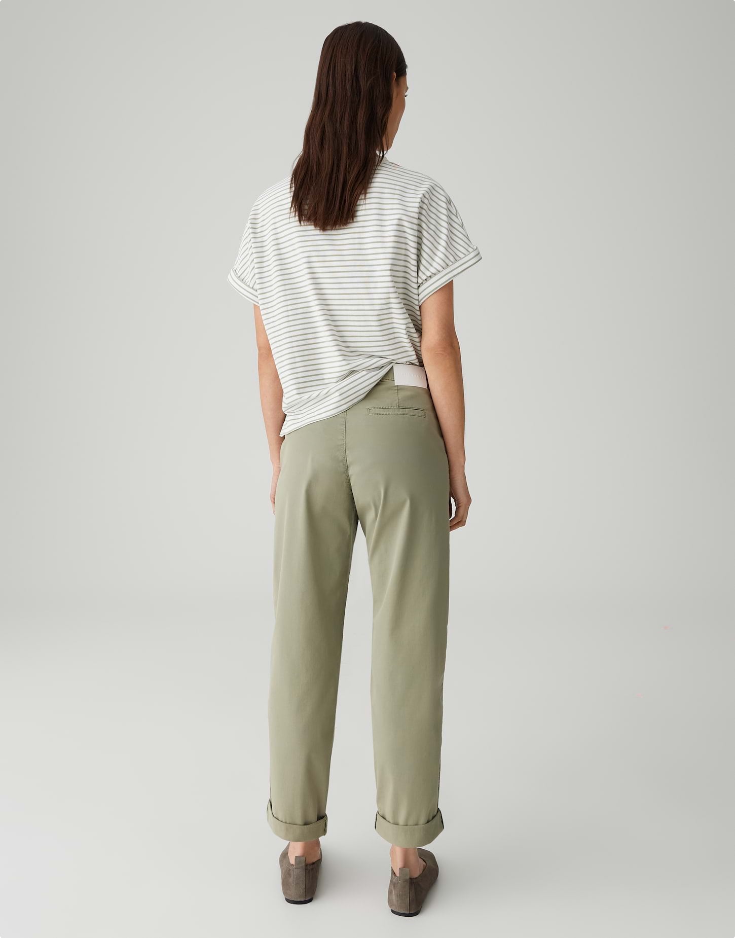 Opus Pants Damen Hosen Pale Oliv