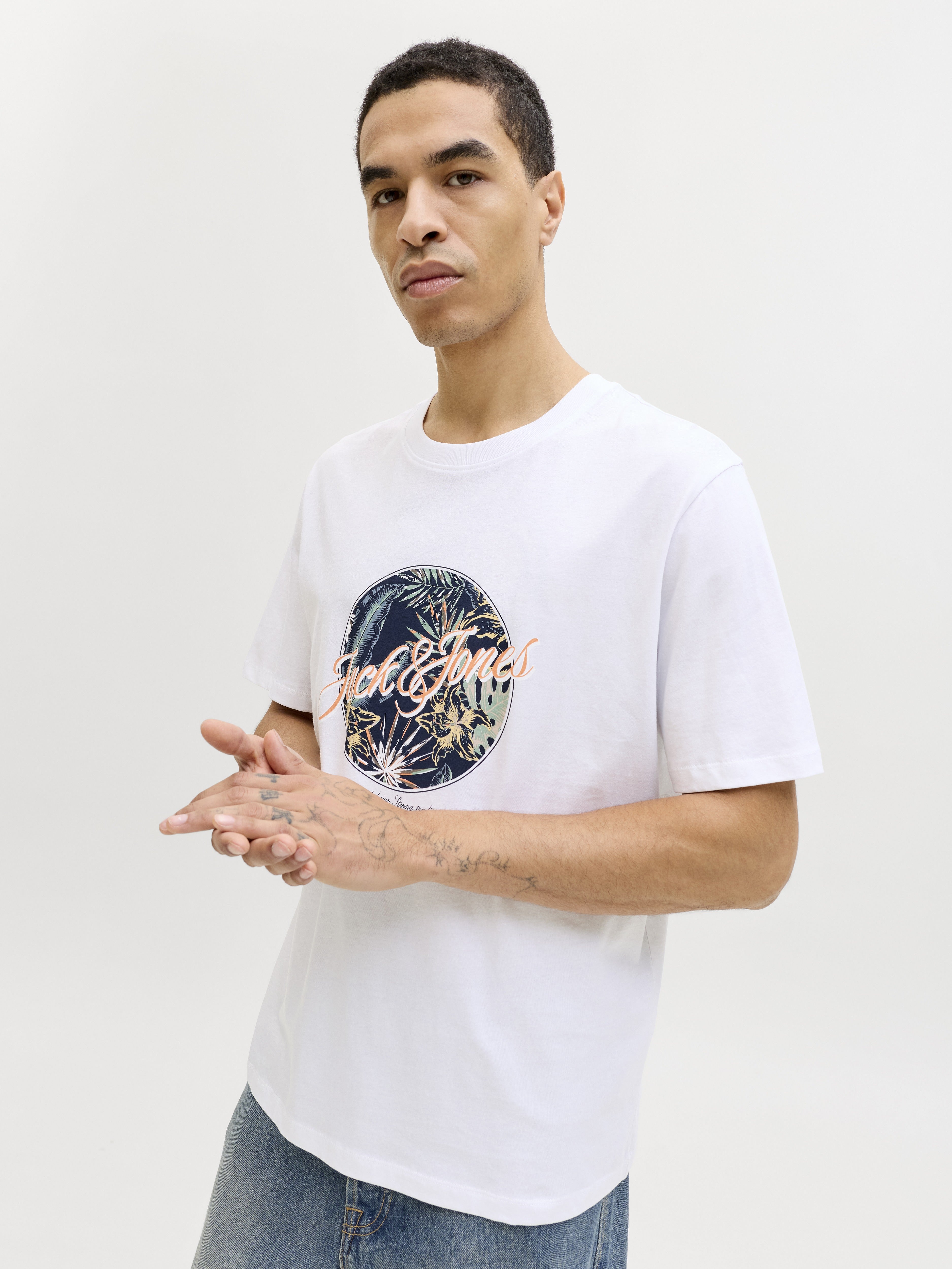 Jack & Jones Herren T-Shirts kurz Bright White