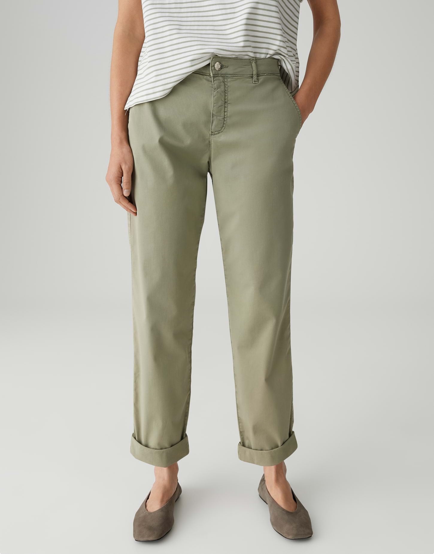 Opus Pants Damen Hosen  Pale Oliv