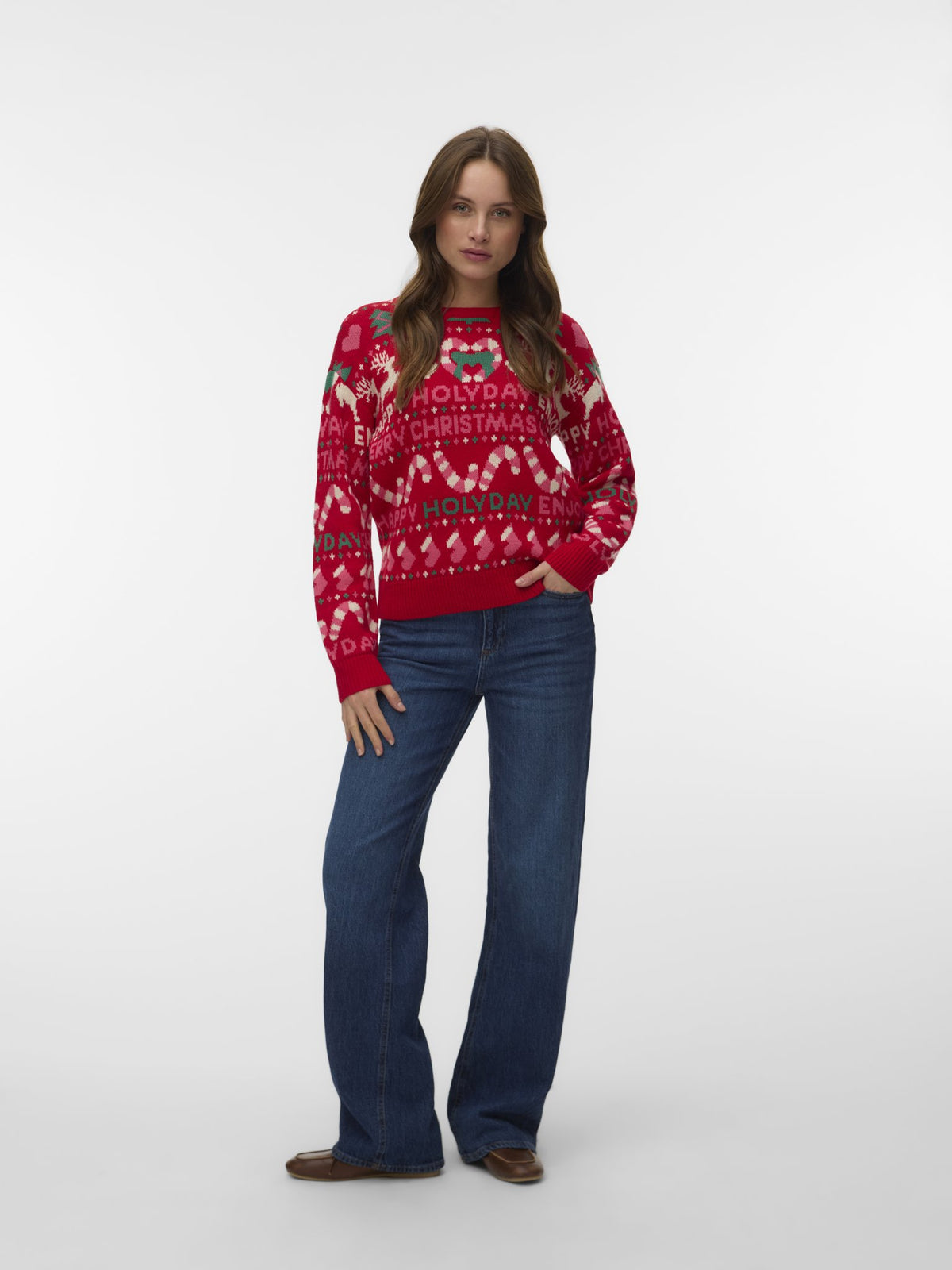 Vero Moda Damen Pullover Chinese Red/W.