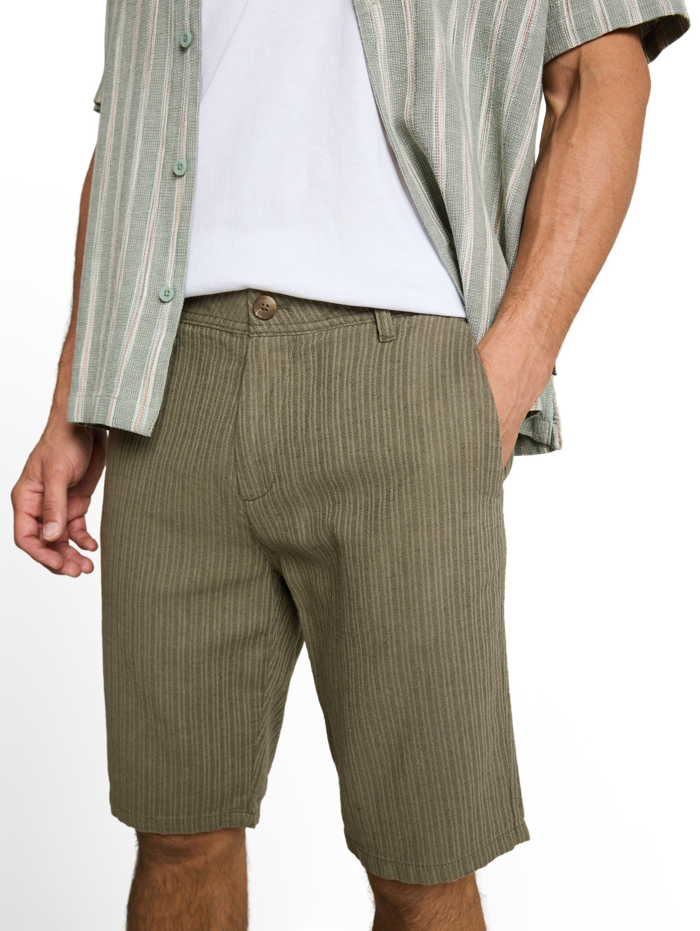 Tom Tailor Herren Hosen Leaf Green Stri